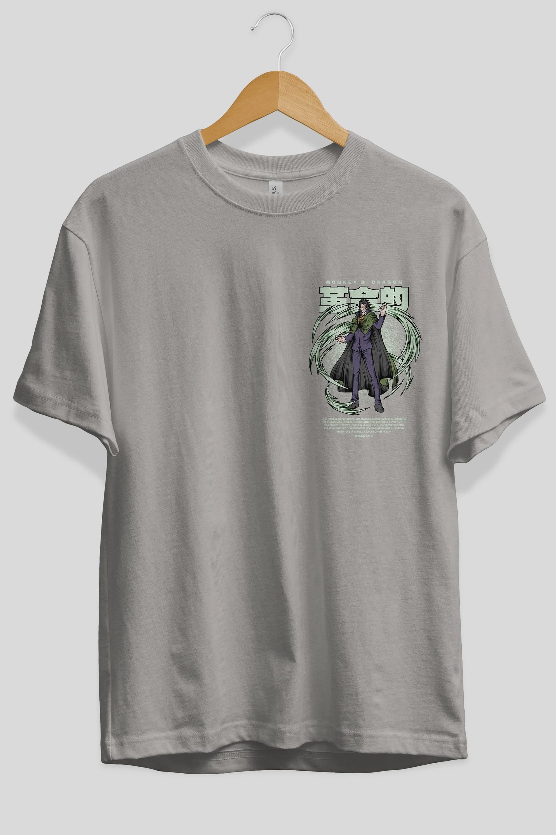 Monkey D. Dragon Ön Sol Baskılı Oversize t-shirt Erkek Kadın Unisex %100 Pamuk Bisiklet Yaka tişort