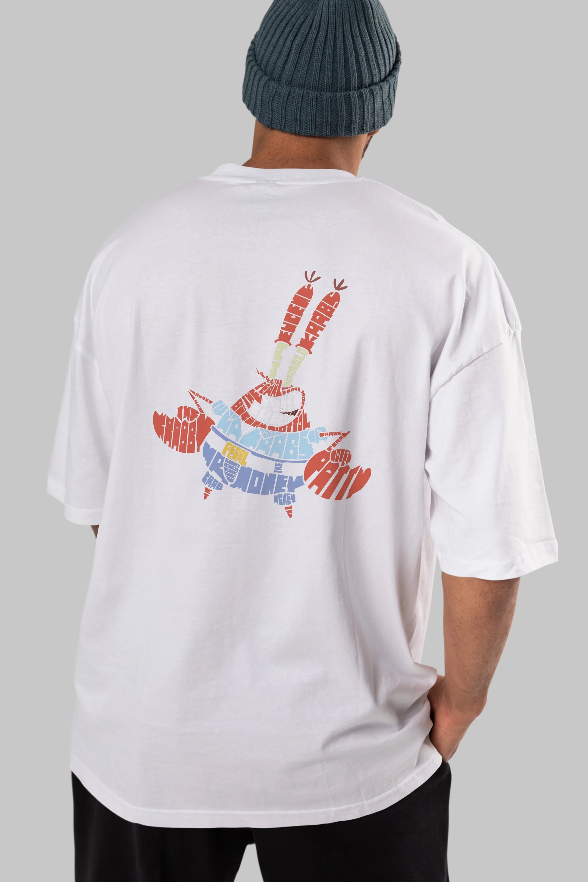 Mr Krabs Arka Baskılı Oversize t-shirt %100 pamuk Erkek Kadın Unisex
