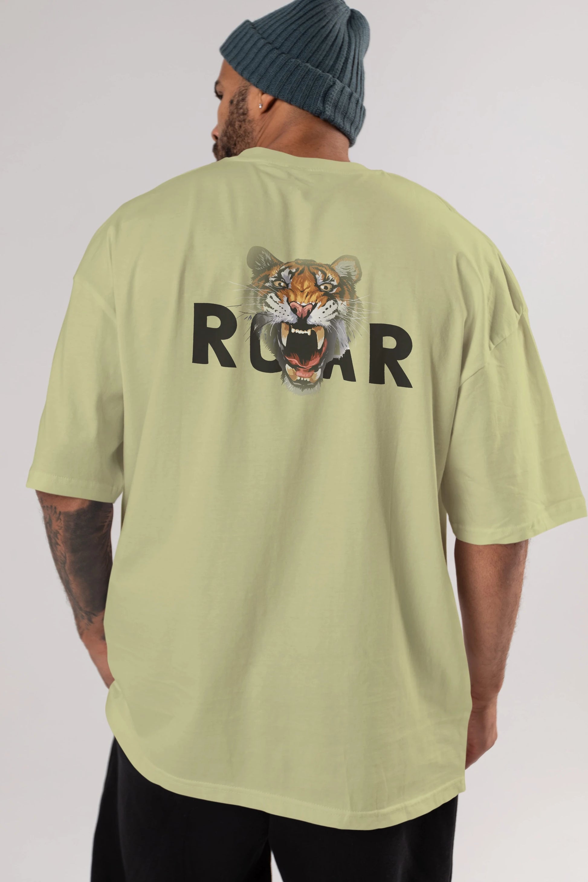 Teddy Bear Roar Arka Baskılı Oversize t-shirt Erkek Kadın Unisex %100 Pamuk