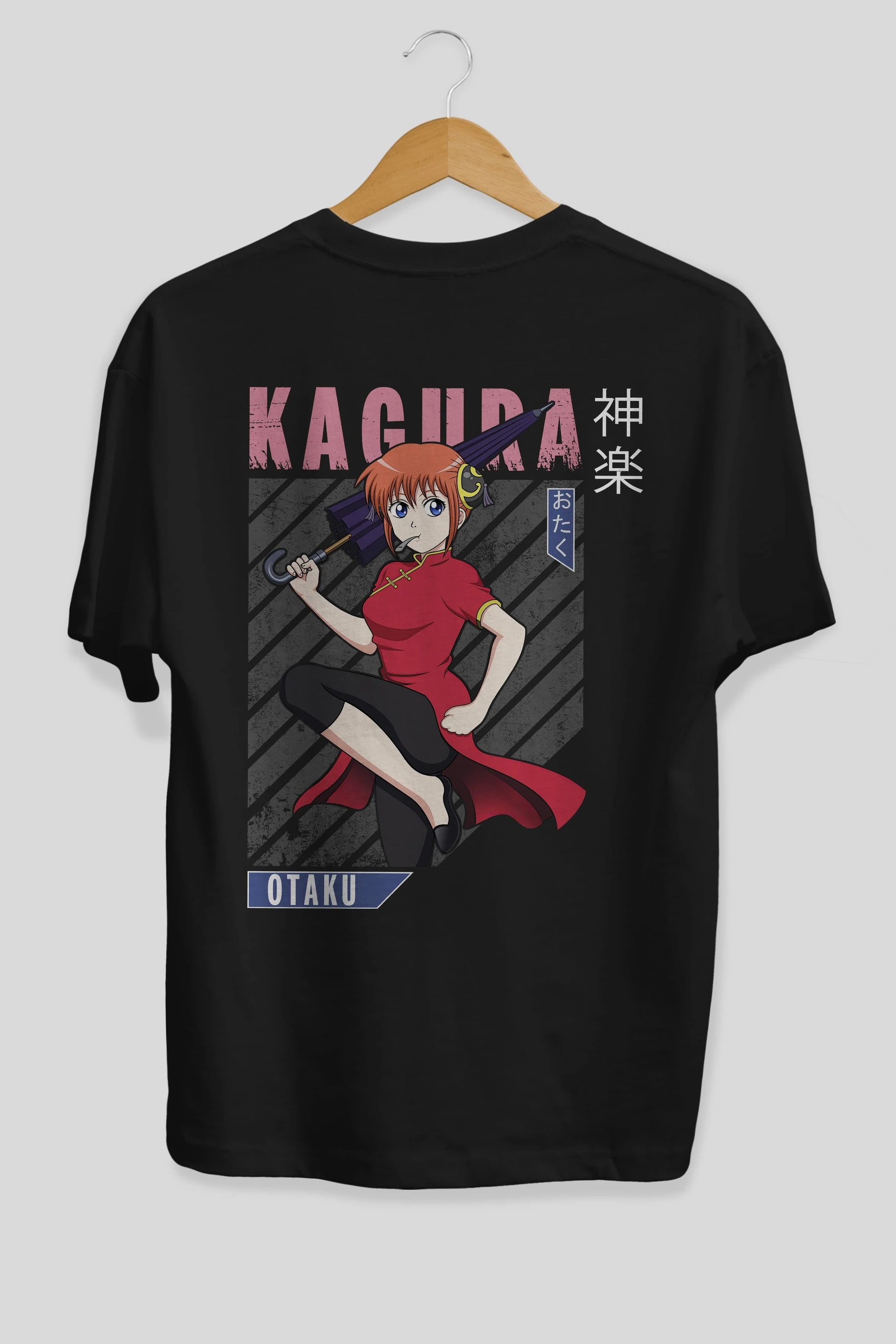 Kagura GINTAMA 1 Anime Arka Baskılı Oversize t-shirt Erkek Kadın Unisex