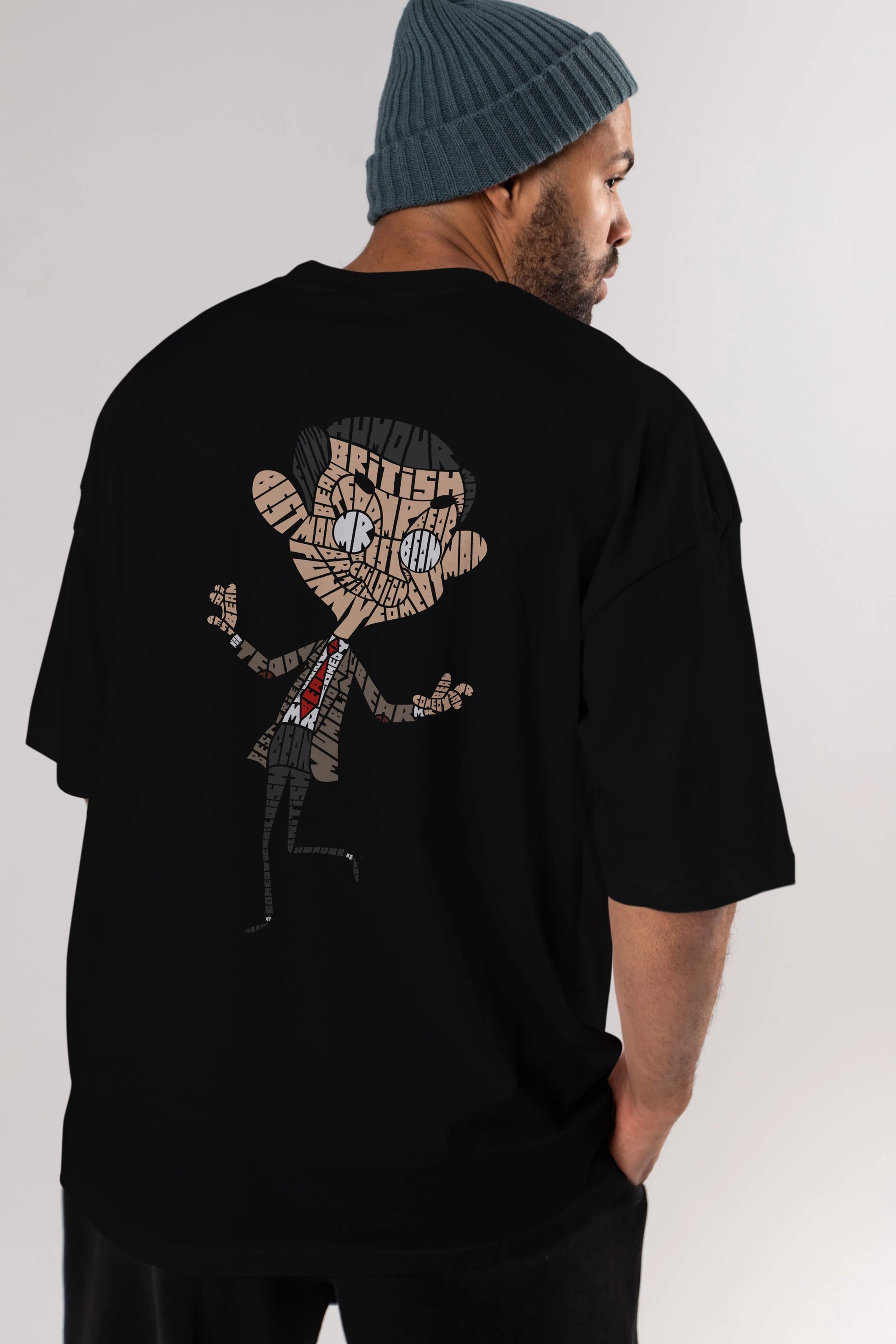 Mr Bean Arka Baskılı Oversize t-shirt %100 pamuk Erkek Kadın Unisex
