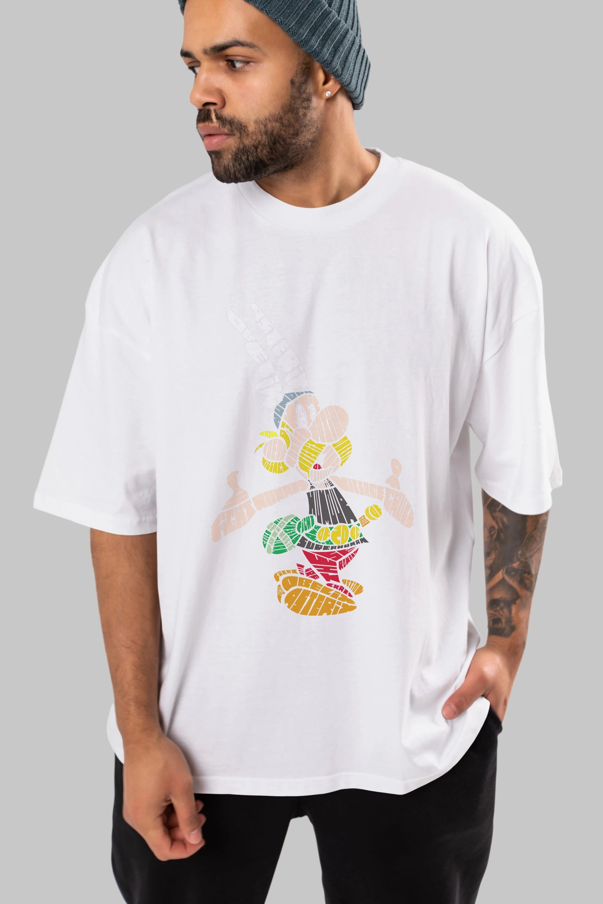 Asterix Ön Baskılı Oversize t-shirt %100 pamuk Erkek Kadın Unisex