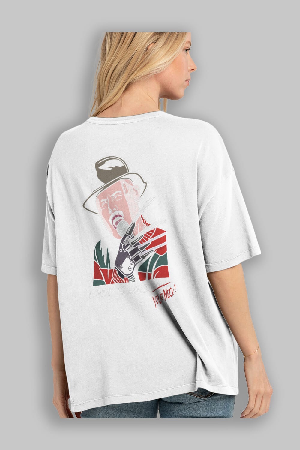 Freddy Merkrueger Arka Baskılı Oversize t-shirt Erkek Kadın Unisex %100 Pamuk tişort