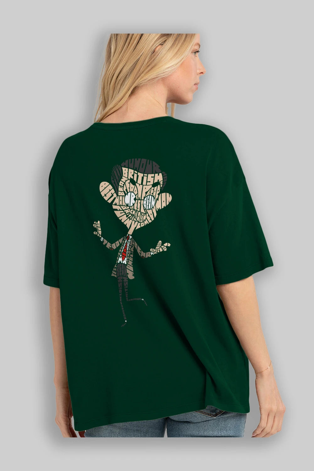 Mr Bean Arka Baskılı Oversize t-shirt %100 pamuk Erkek Kadın Unisex