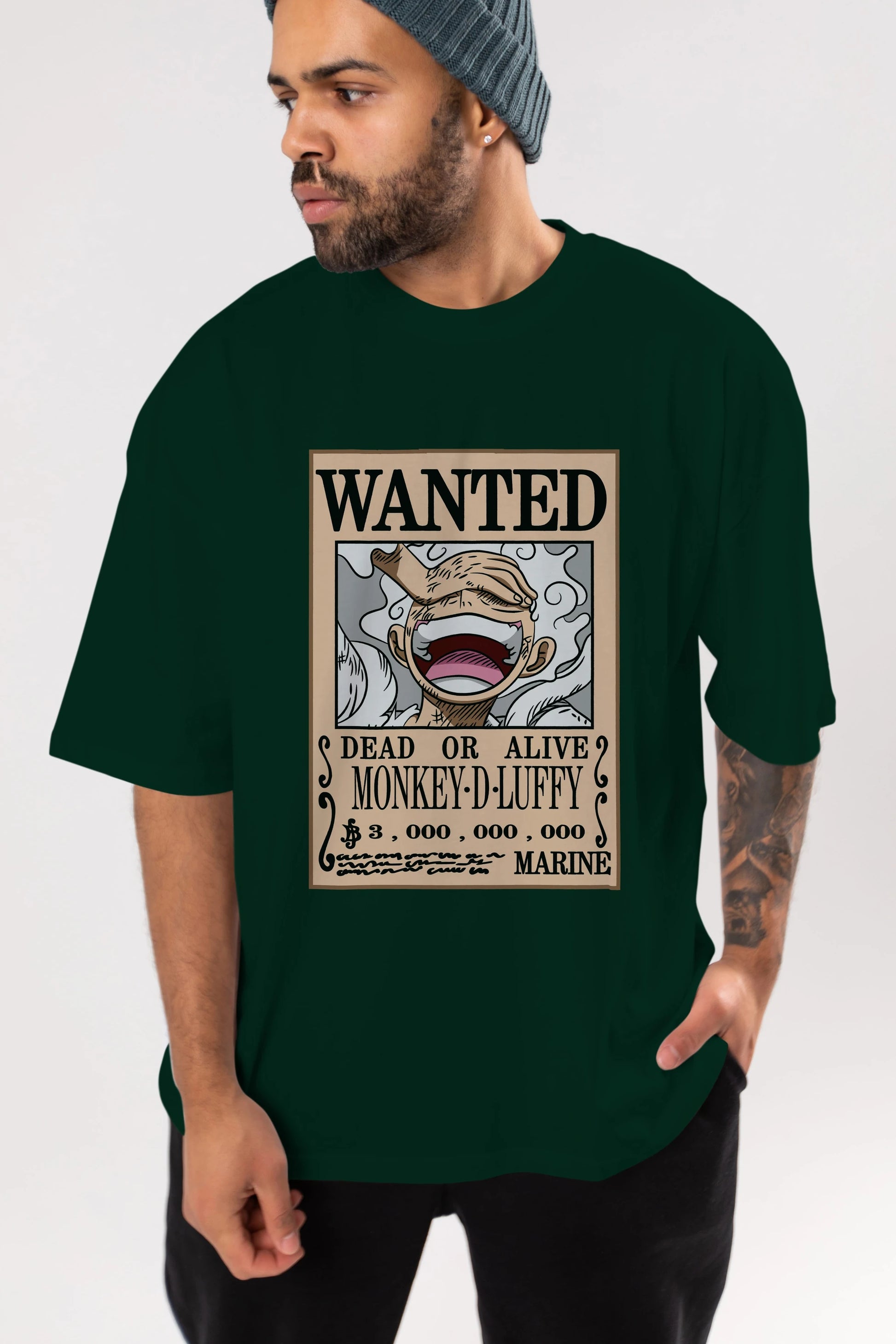 CARTEL LUFFY GEAR 5 Anime Ön Baskılı Oversize t-shirt %100 pamuk Erkek Kadın Unisex