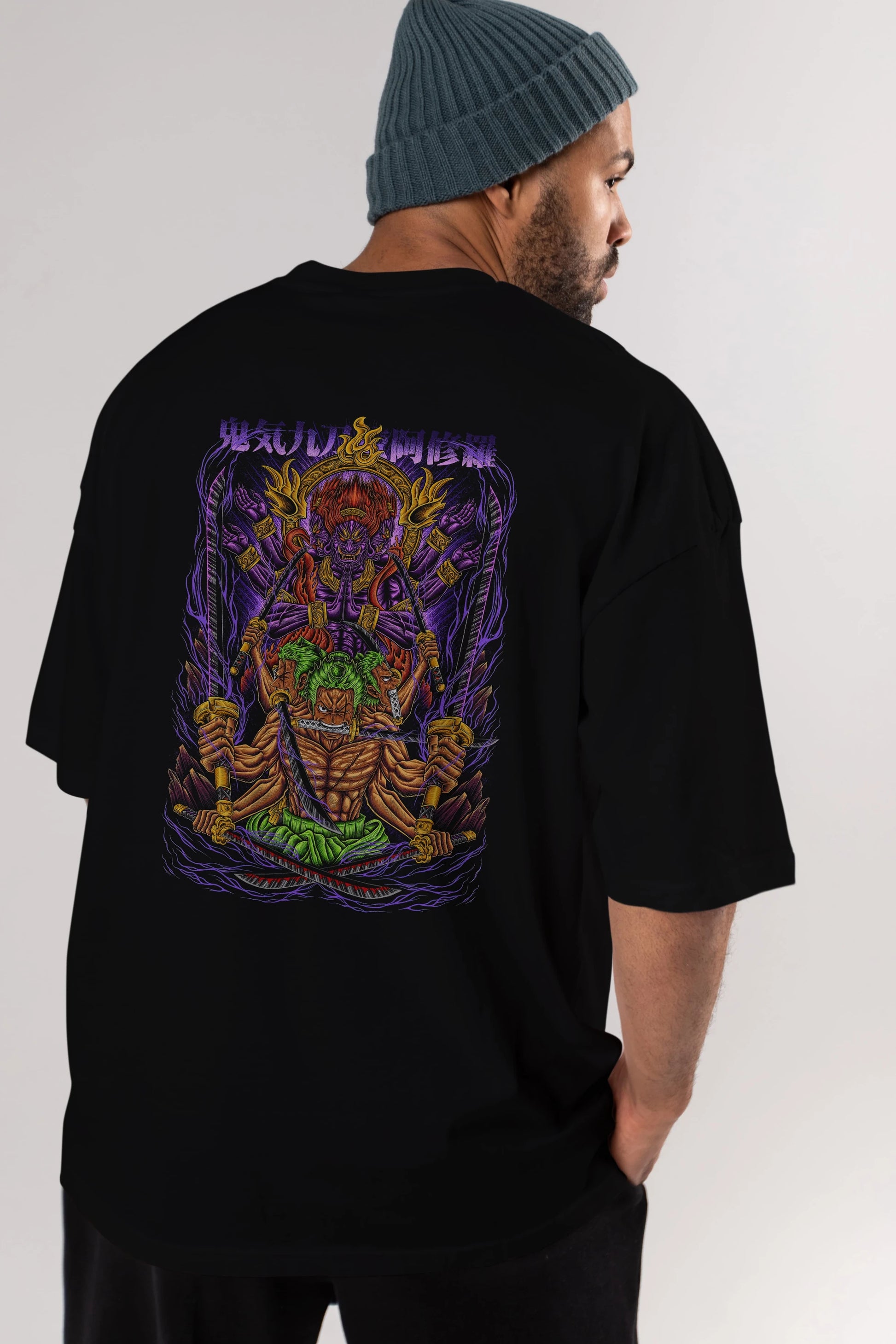 RORONOA ZORO 2 Anime Arka Baskılı Oversize t-shirt Erkek Kadın Unisex