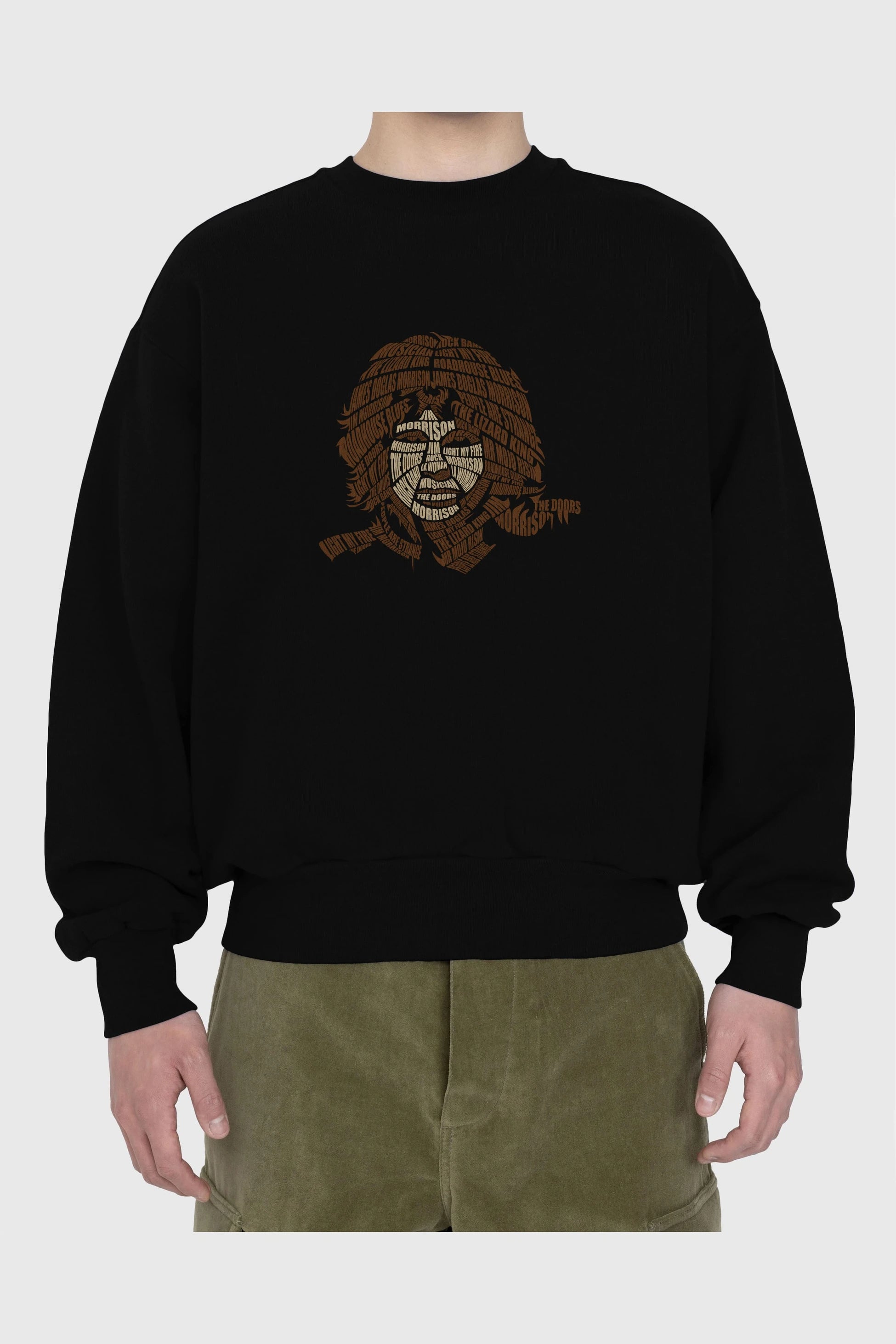 Jim Morrison Calligram Ön Baskılı Oversize Sweatshirt Erkek Kadın Unisex