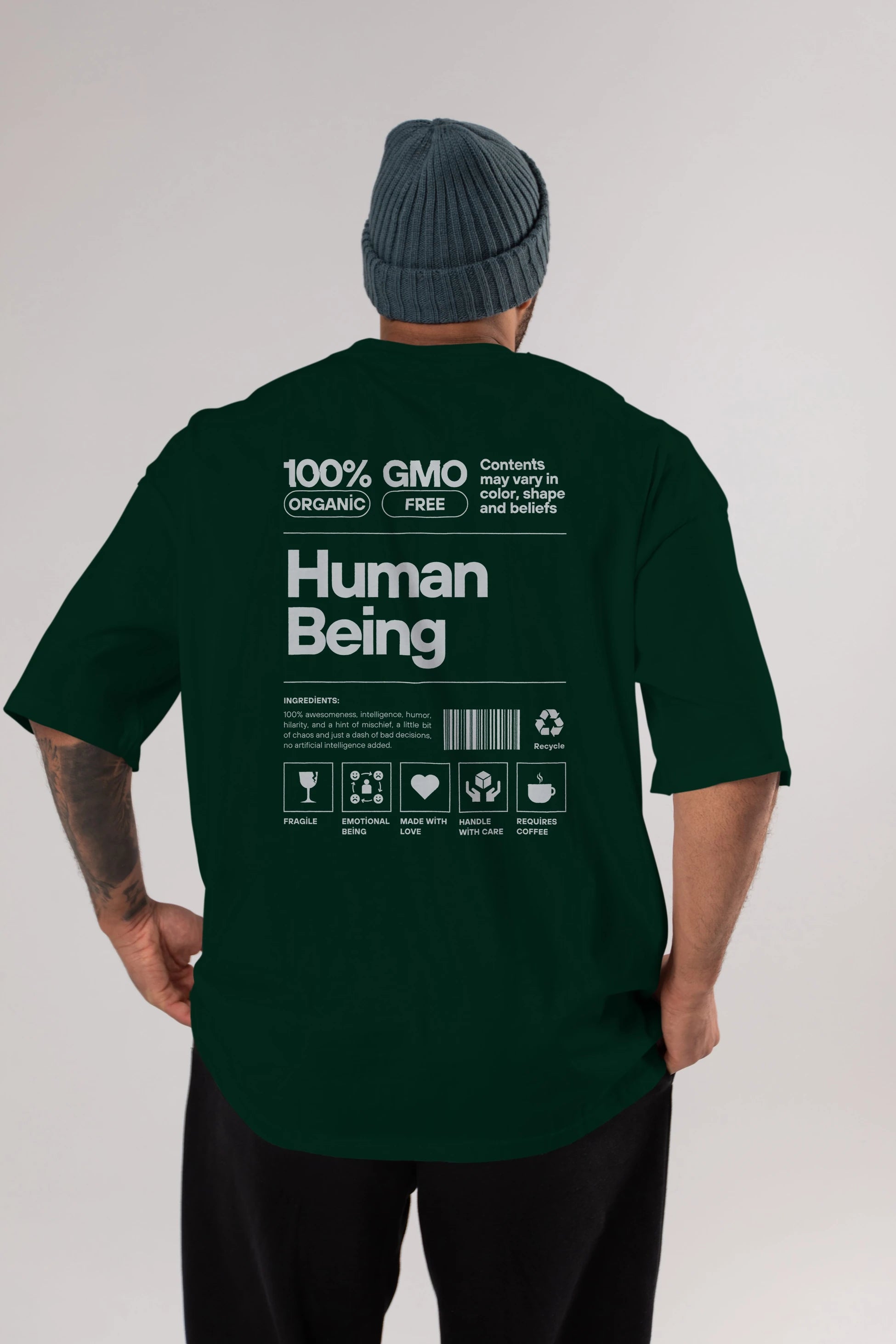 Human Being Arka Baskılı Oversize t-shirt Erkek Kadın Unisex