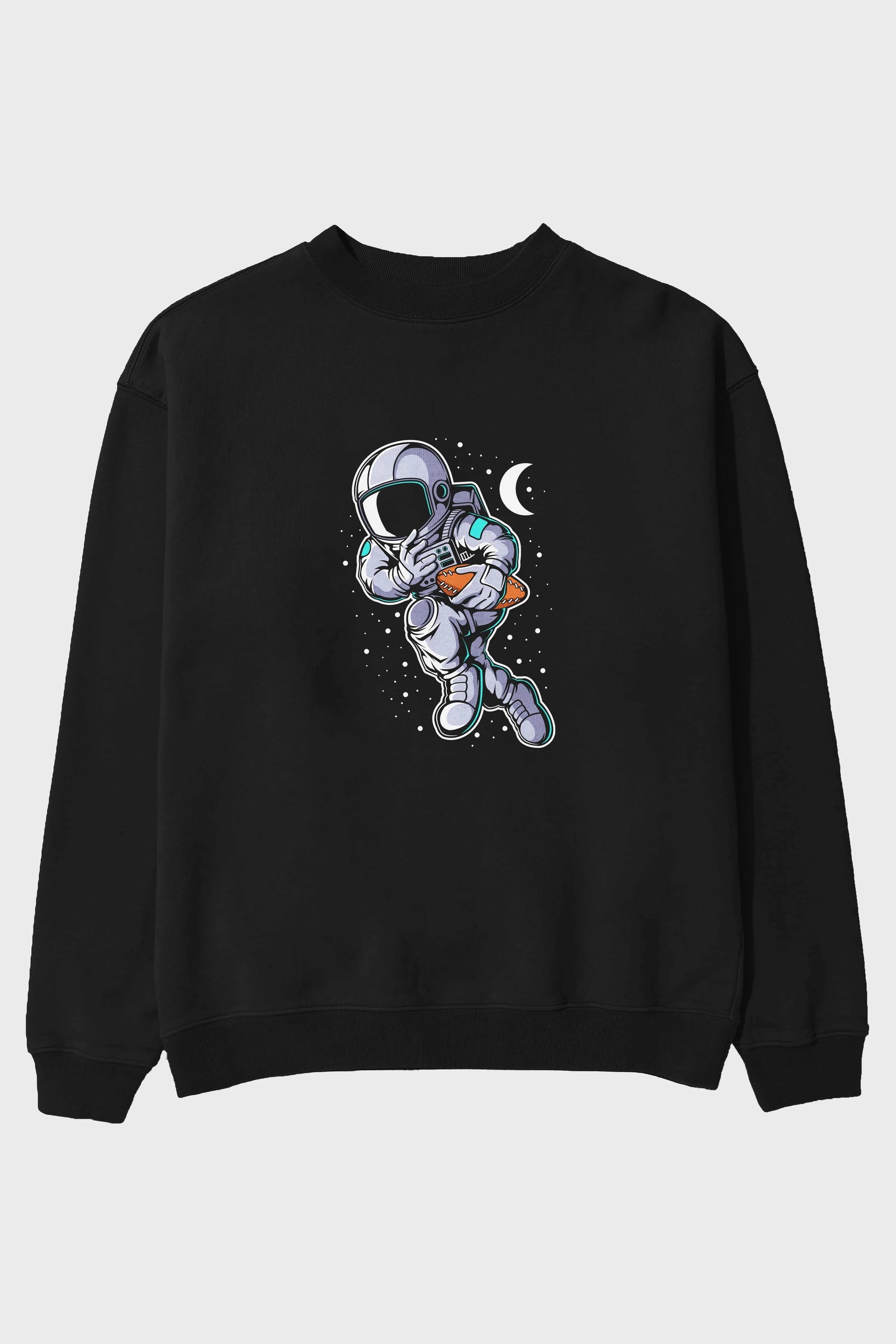 Astronaut Rugby Ön Baskılı Oversize Sweatshirt Erkek Kadın Unisex