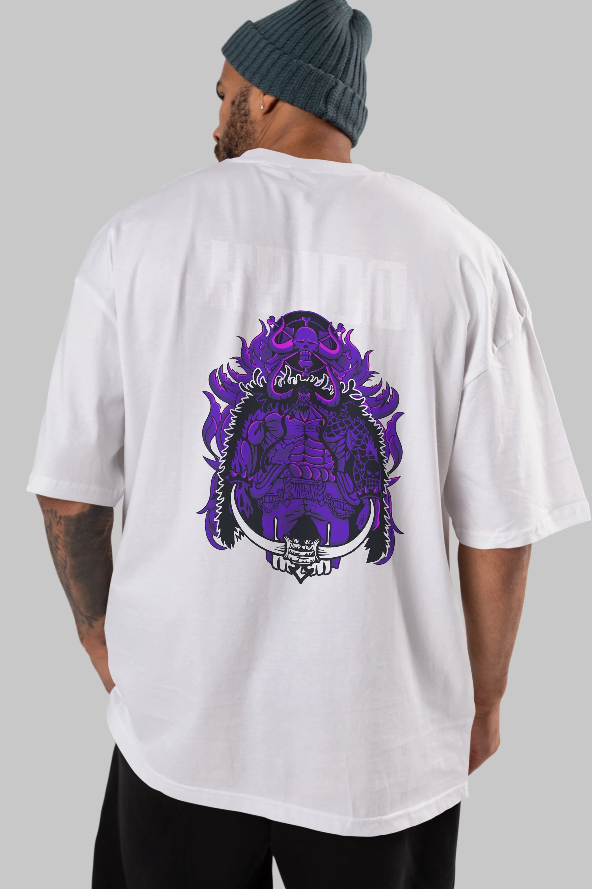 Kaido Anime Arka Baskılı Oversize t-shirt Erkek Kadın Unisex %100 pamuk tişort