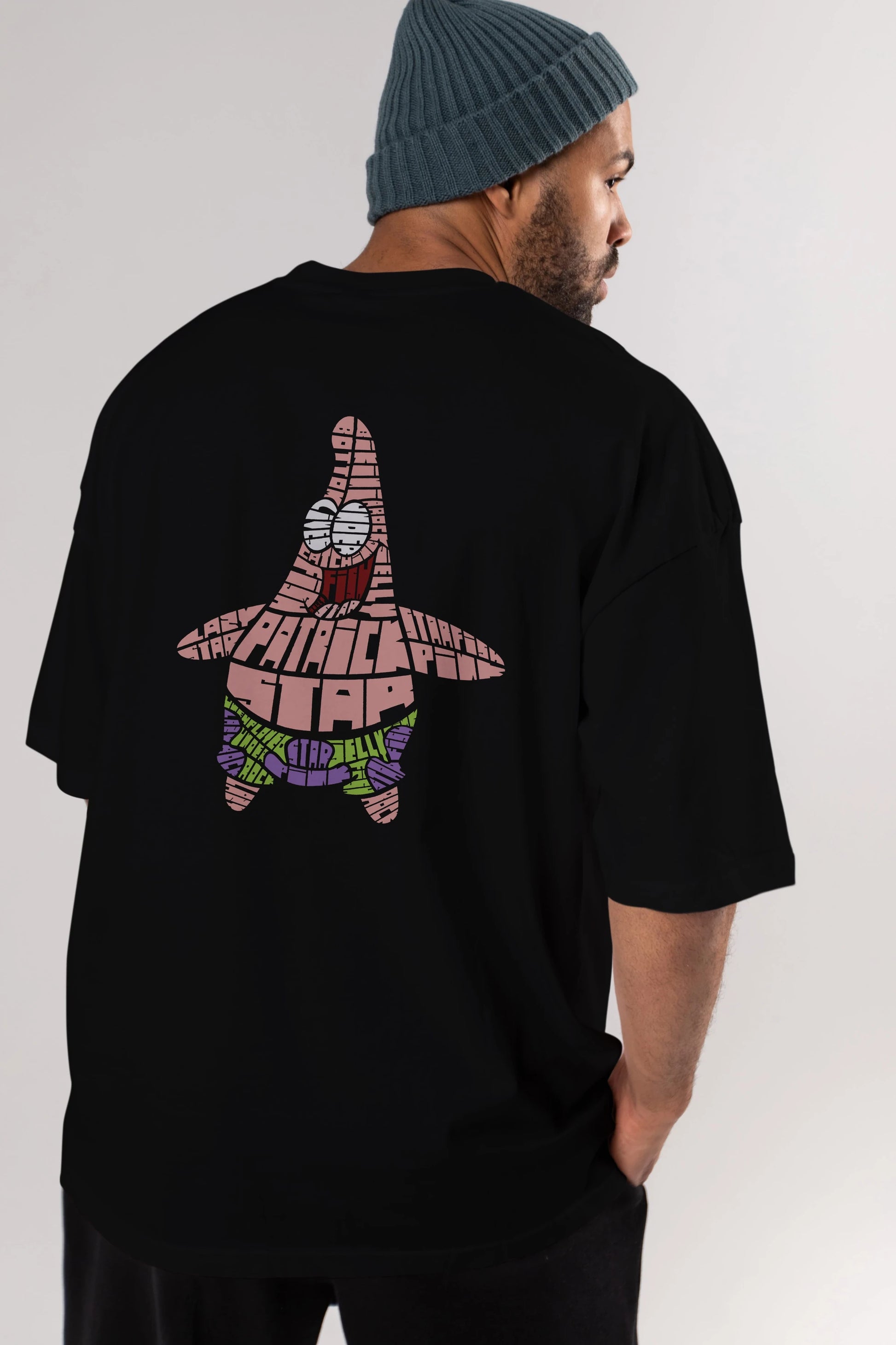 Patrick Star Arka Baskılı Oversize t-shirt %100 pamuk Erkek Kadın Unisex