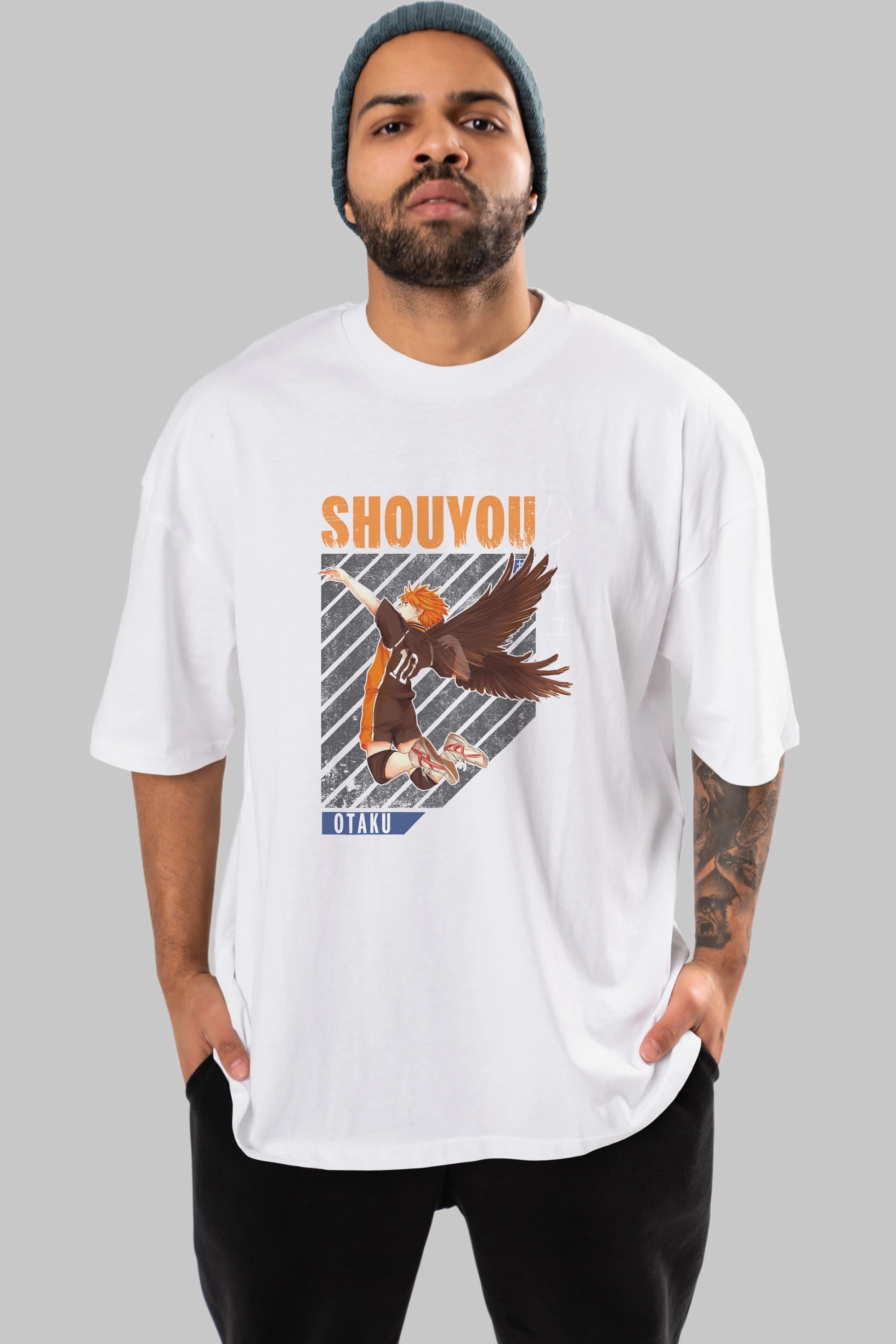Shouyou Hinata 10 Anime Ön Baskılı Oversize t-shirt %100 pamuk Erkek Kadın Unisex