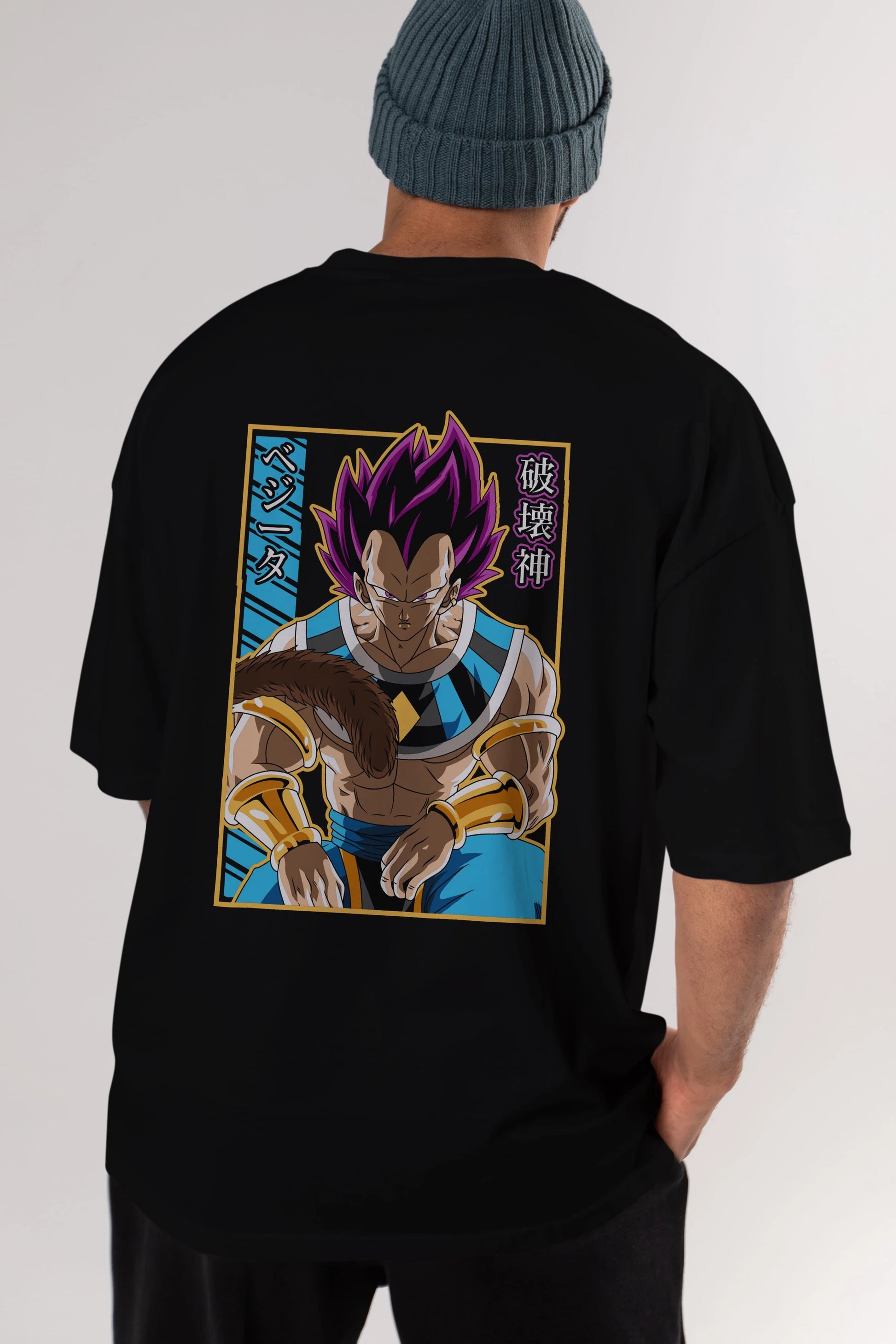 DragonBall VegetaHakaishin Anime Arka Baskılı Oversize t-shirt Erkek Kadın Unisex