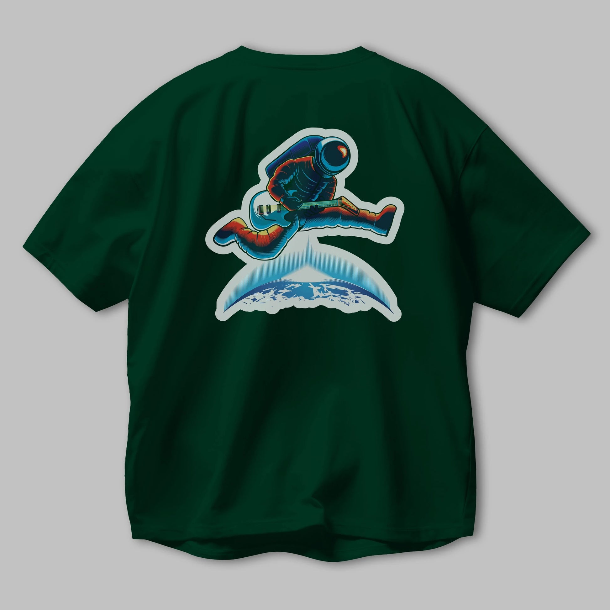 Astroguitar Sticker Arka Baskılı Oversize t-shirt Erkek Kadın Unisex