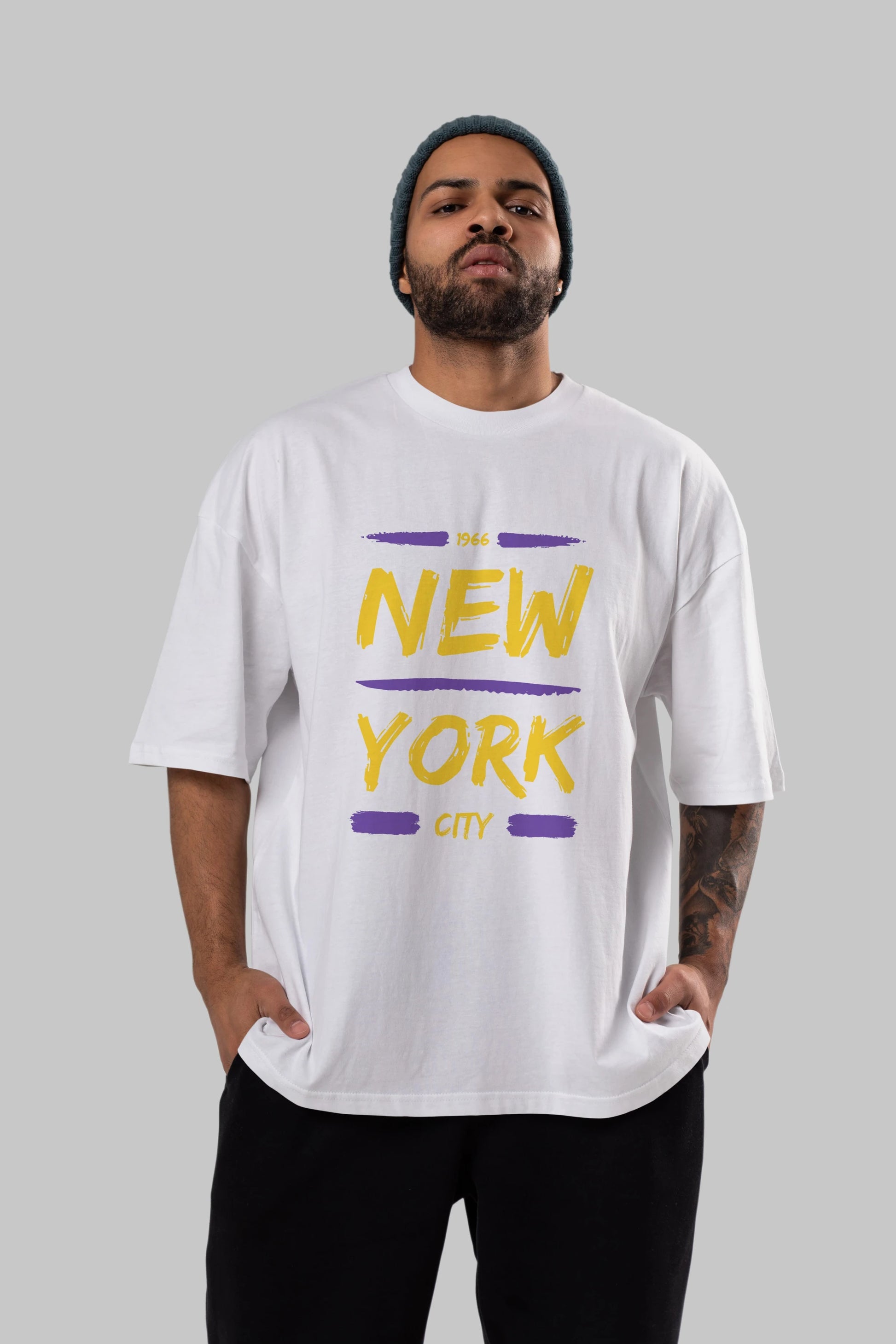 New York City 2 Ön Baskılı Oversize t-shirt Erkek Kadın Unisex