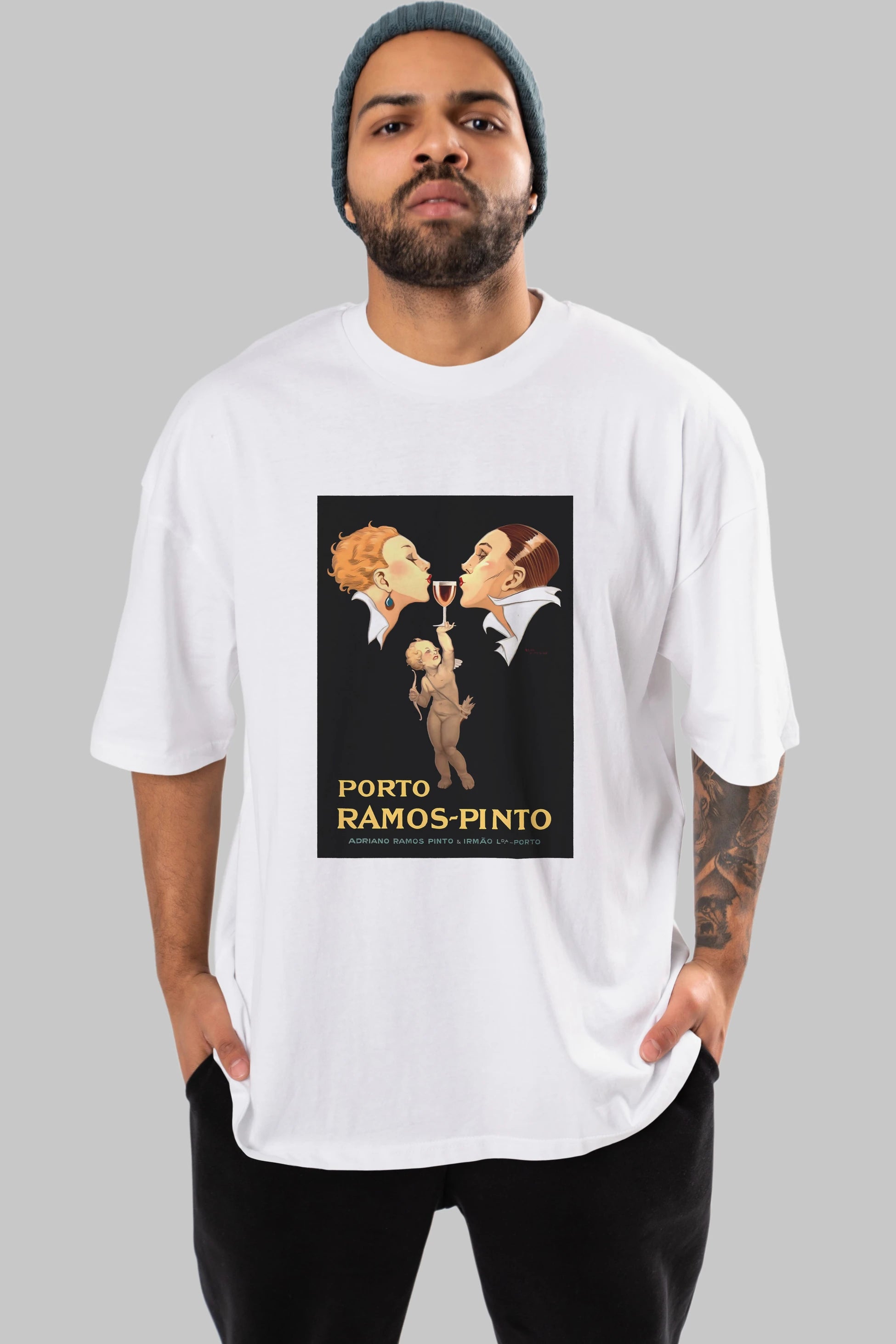 Porto Ramos Pinto Ön Baskılı Oversize t-shirt Erkek Kadın Unisex %100 Pamuk Bisiklet Yaka tişort