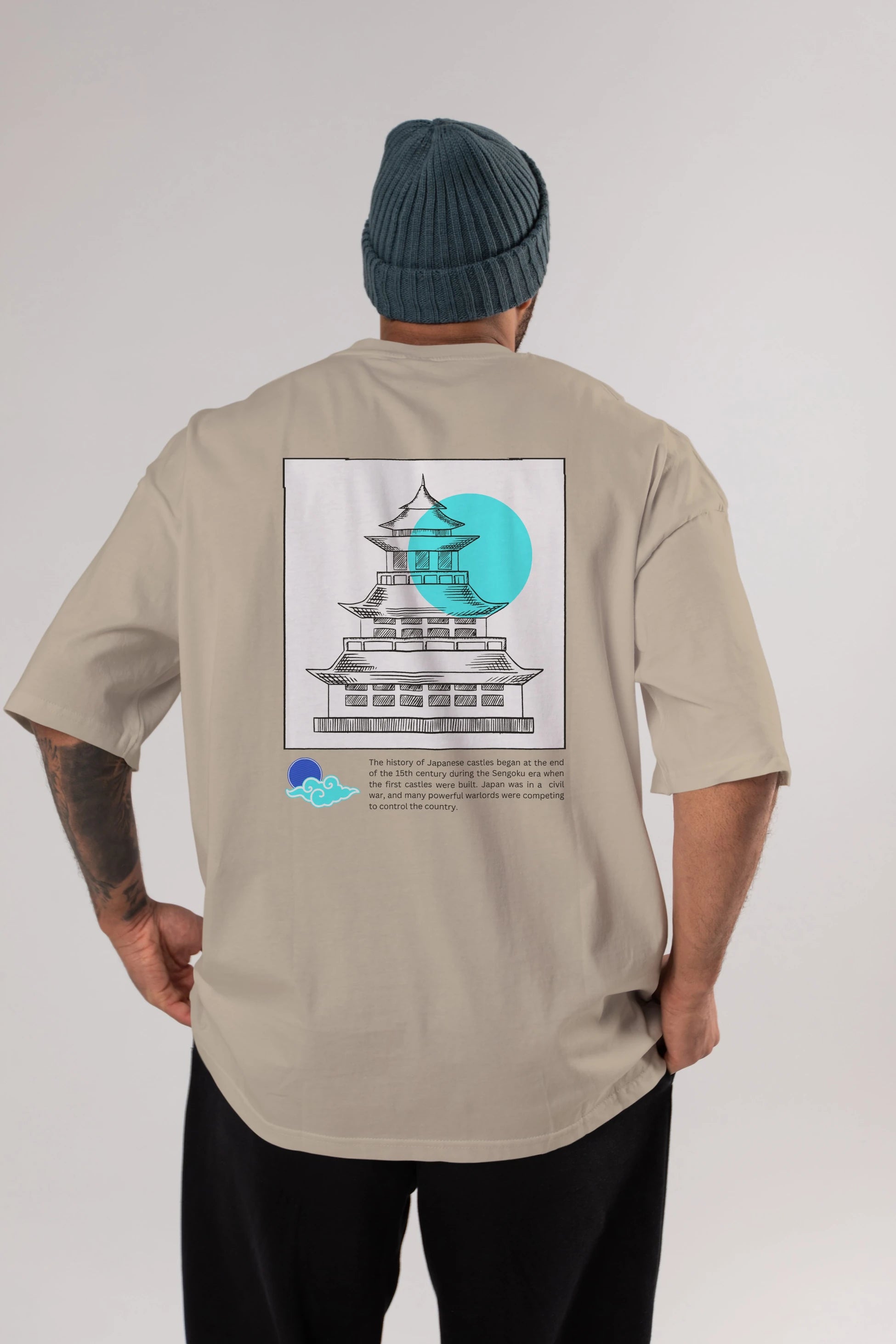 Retro Japanese Arka Baskılı Oversize t-shirt Erkek Kadın Unisex