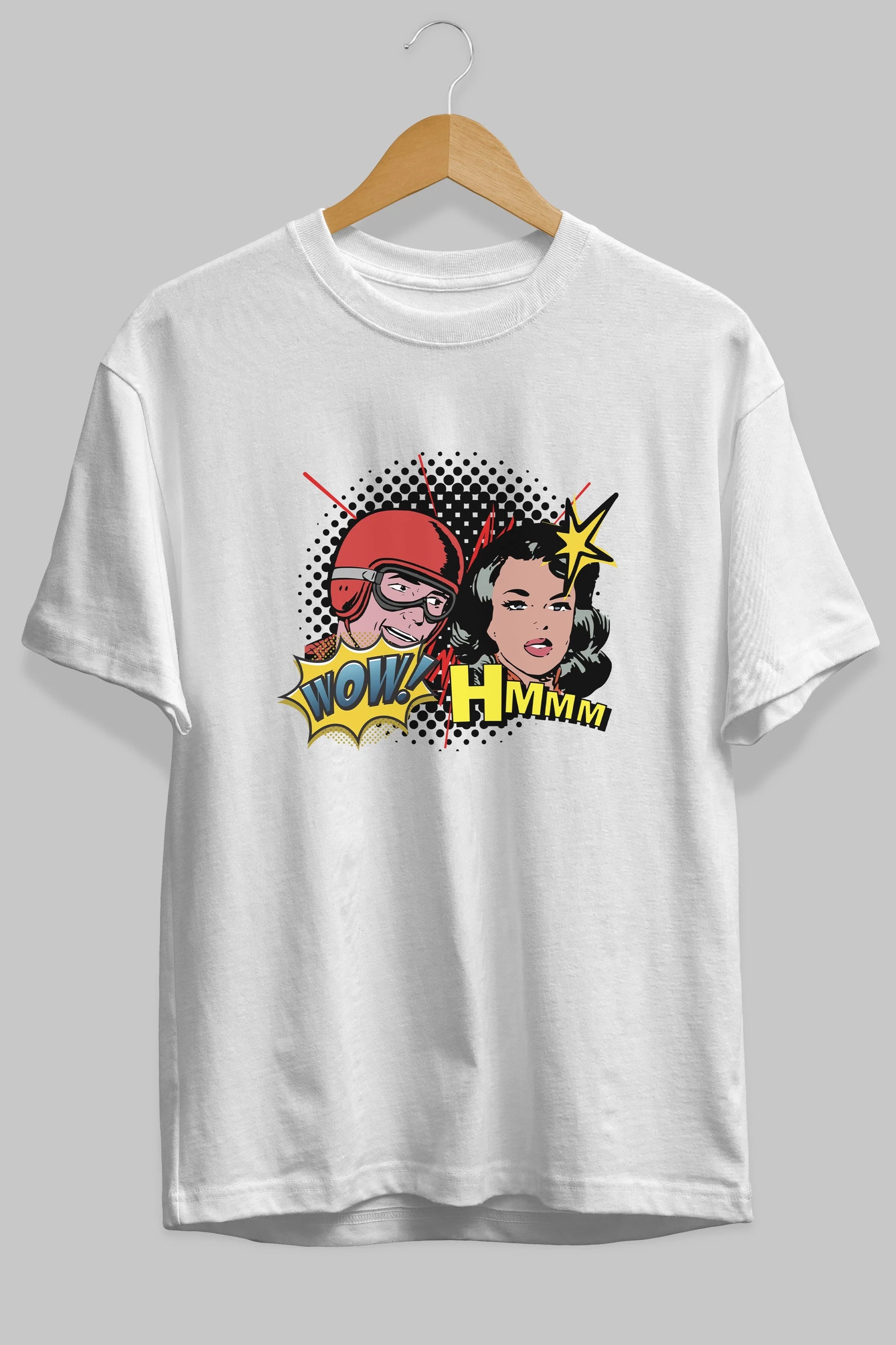 Comic Wow Yazılı Ön Baskılı Oversize t-shirt Erkek Kadın Unisex