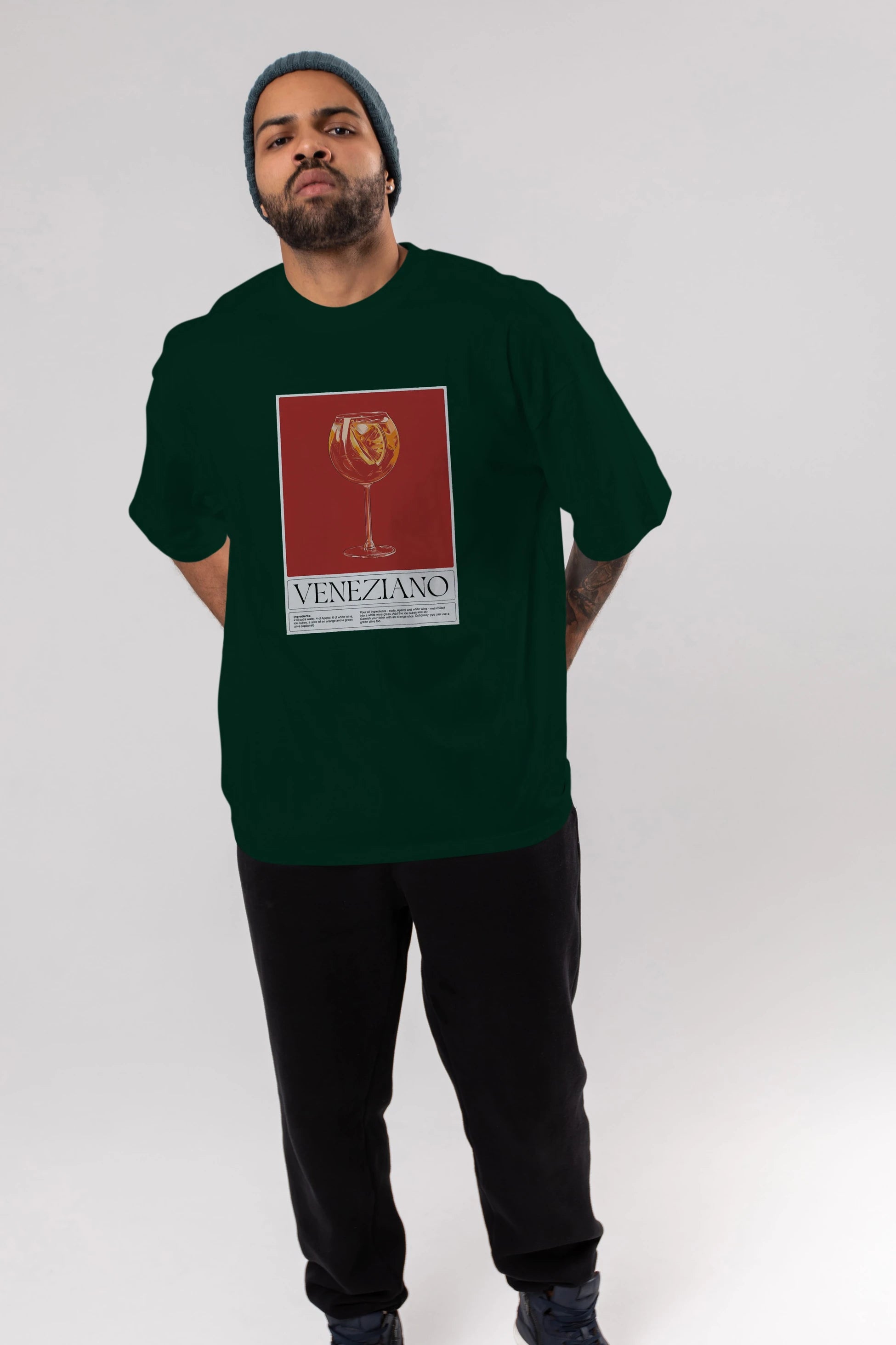 Veneziano Ön Baskılı Oversize t-shirt Erkek Kadın Unisex %100 Pamuk Bisiklet Yaka tişort