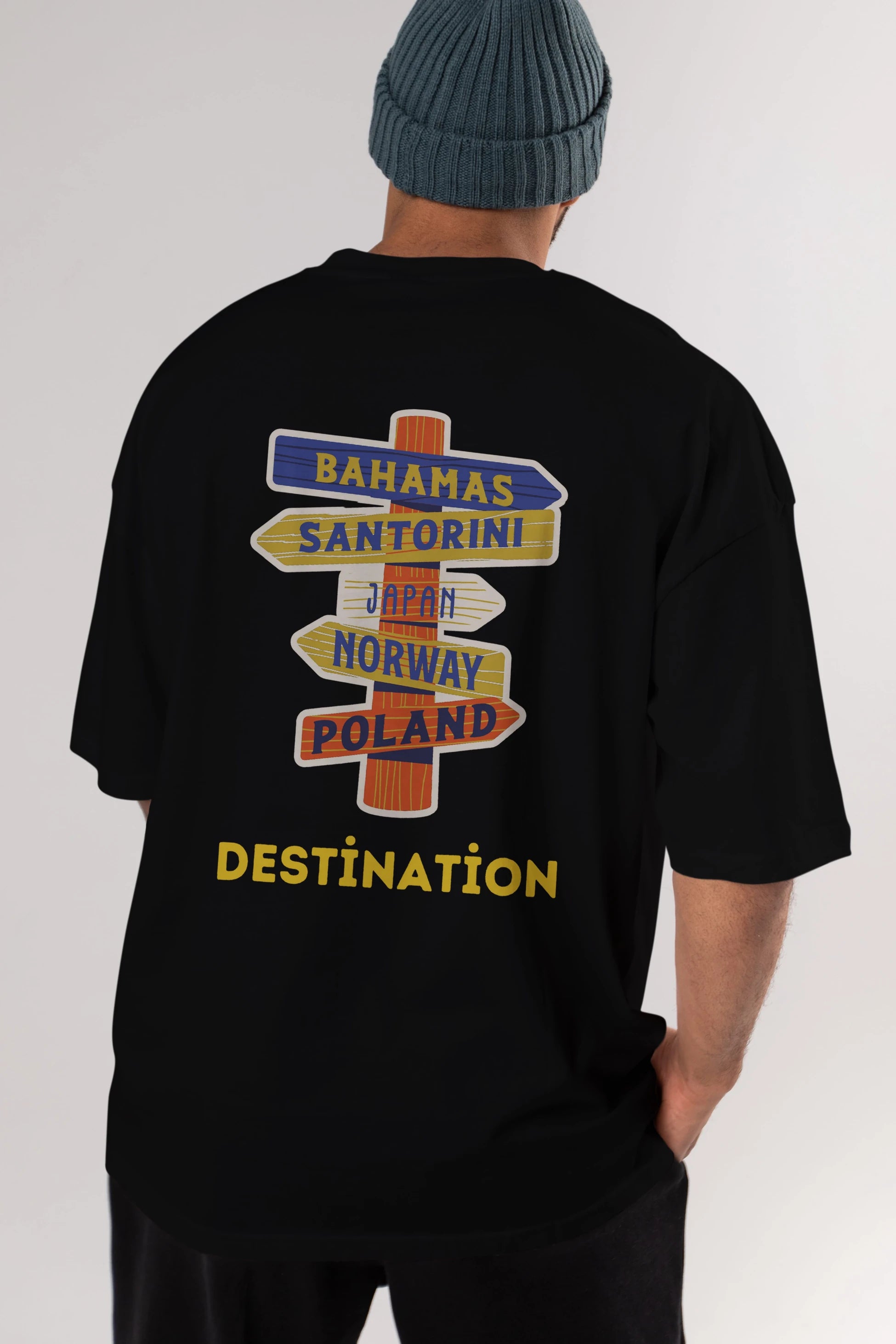 Destination Yazılı Arka Baskılı Oversize t-shirt Erkek Kadın Unisex