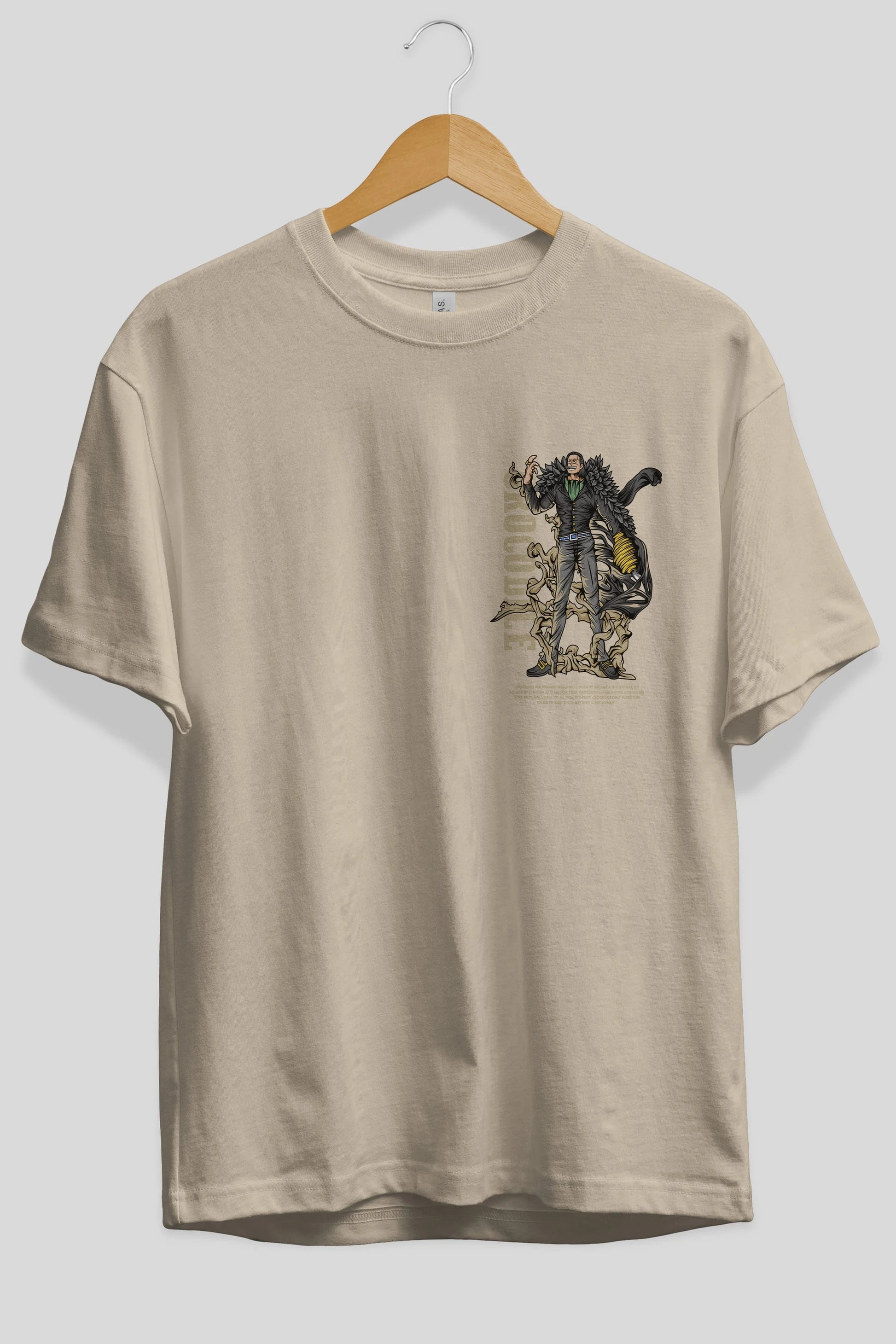 Crocodile Ön Sol Baskılı Oversize t-shirt Erkek Kadın Unisex %100 Pamuk Bisiklet Yaka tişort