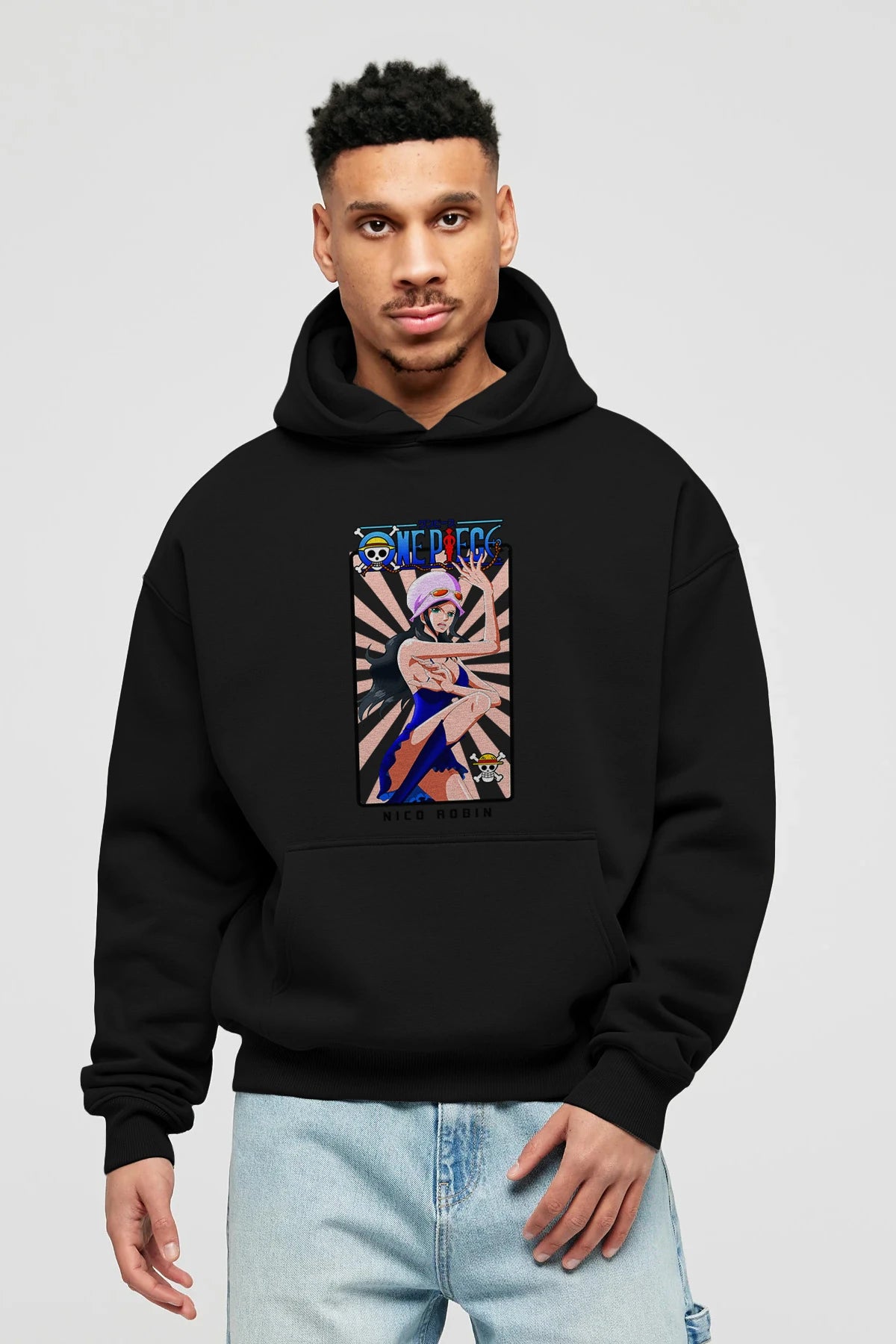 Nico Robin Anime Ön Baskılı Hoodie Oversize Kapüşonlu Sweatshirt Erkek Kadın Unisex
