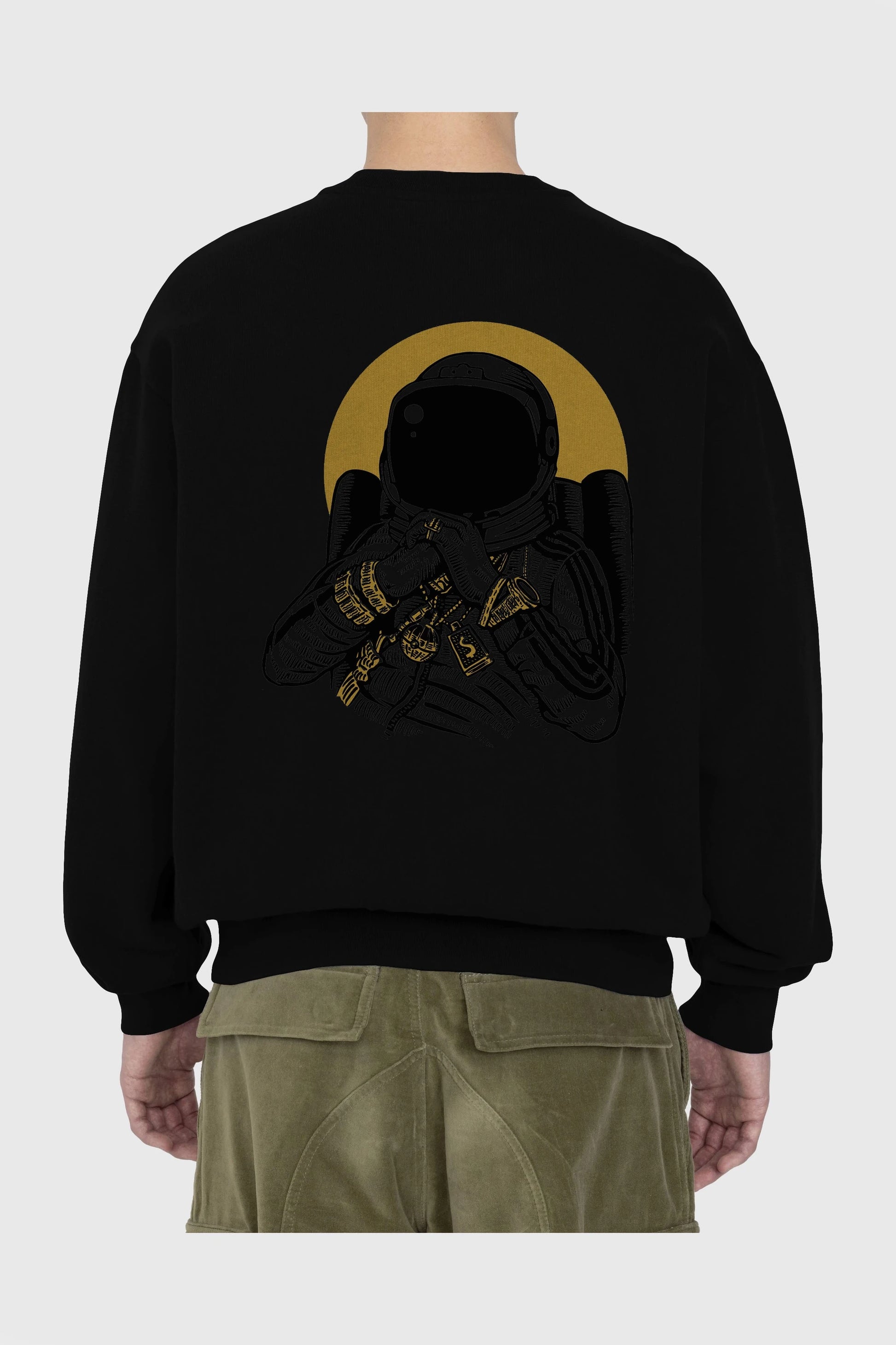 Space Dee Jay Arka Baskılı Oversize Sweatshirt Erkek Kadın Unisex