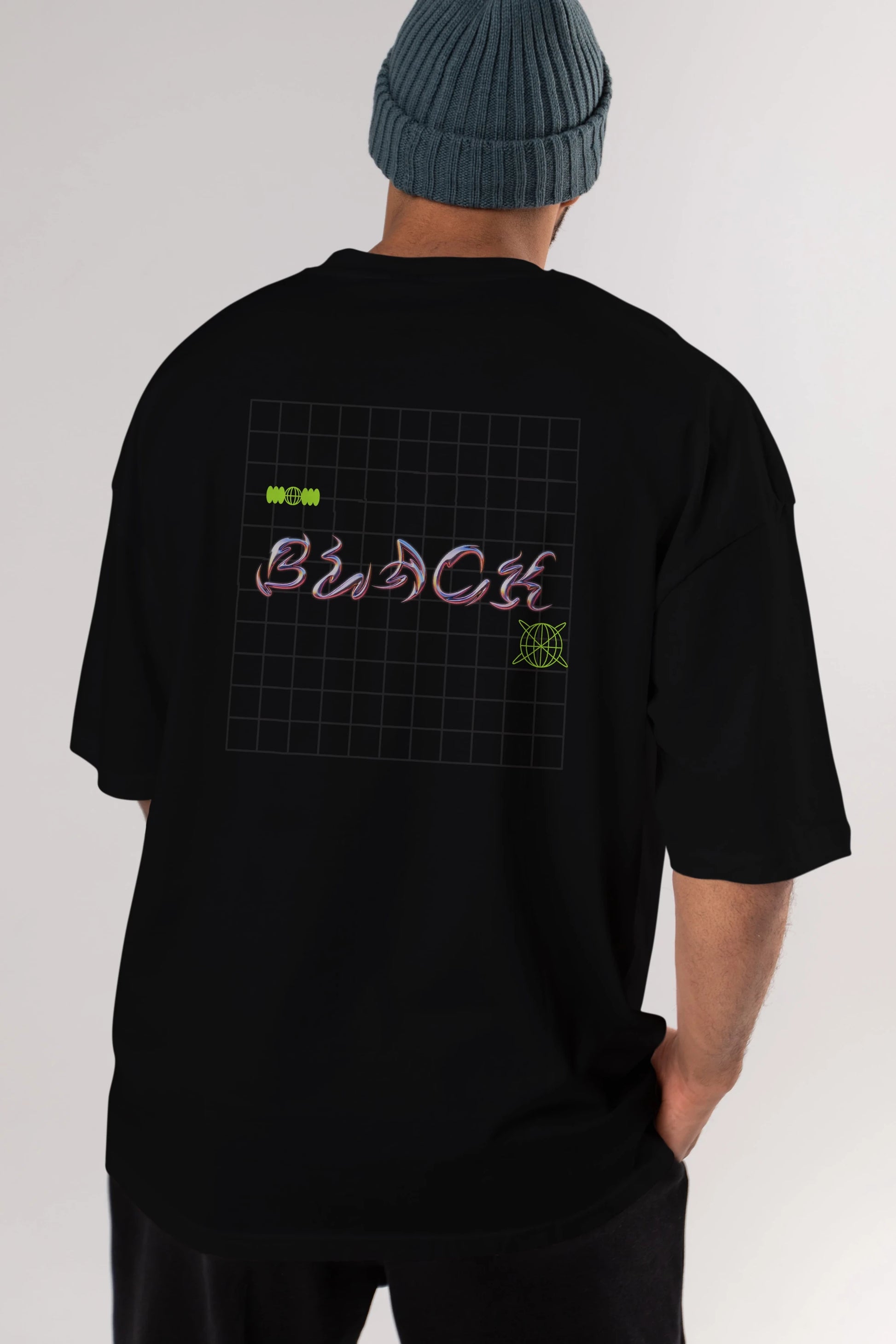 Black Yazılı Arka Baskılı Oversize t-shirt Erkek Kadın Unisex