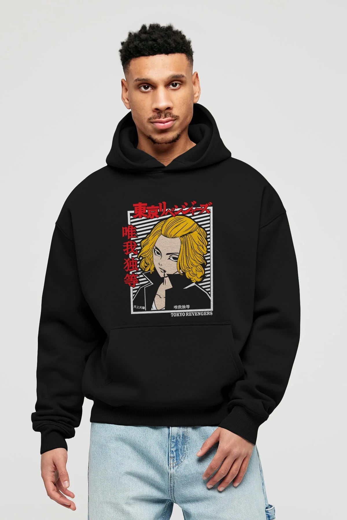 TokyoRev. M Anime Ön Baskılı Hoodie Oversize Kapüşonlu Sweatshirt Erkek Kadın Unisex