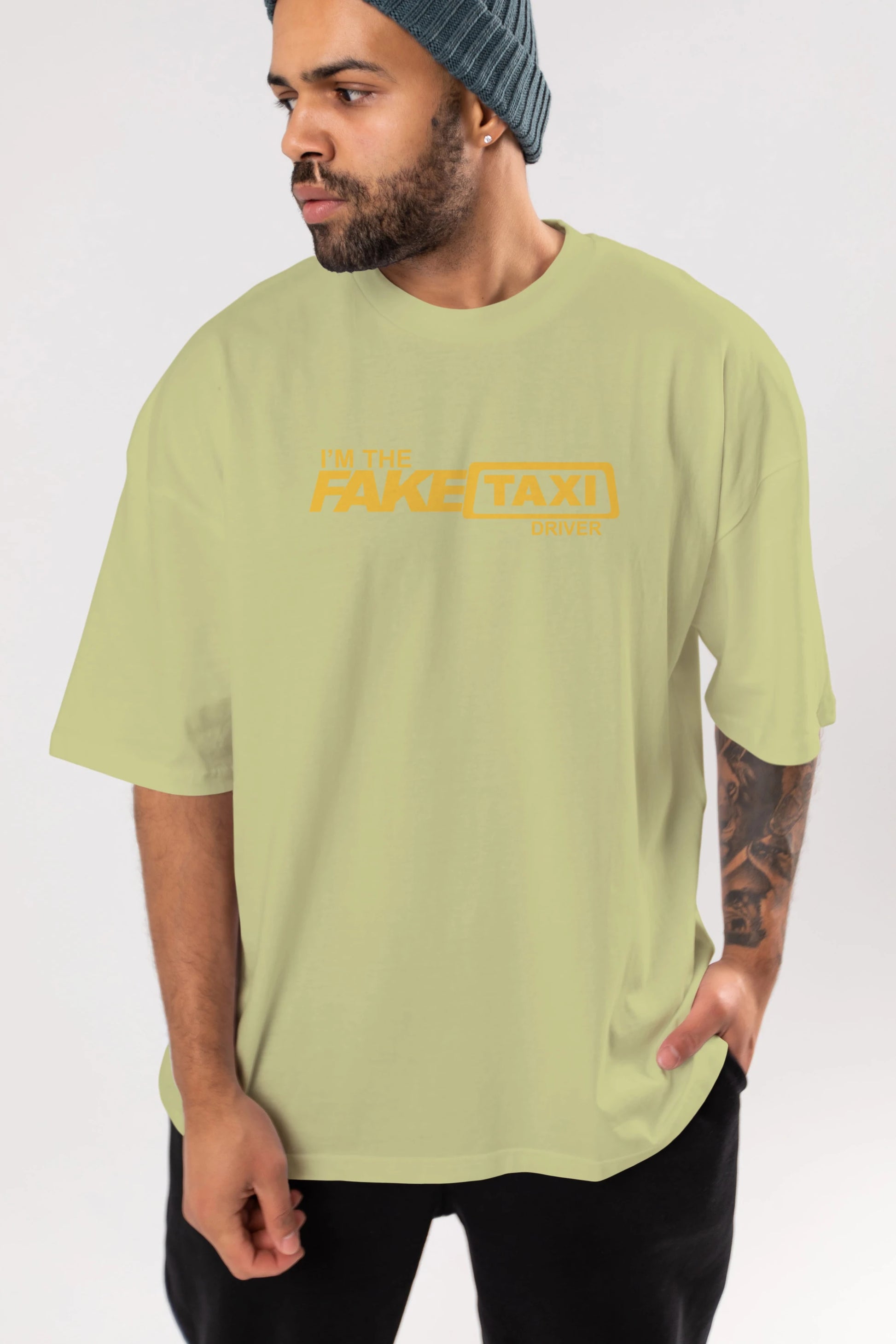 I m The Fake Taxi Ön Baskılı Oversize t-shirt %100 pamuk Erkek Kadın Unisex