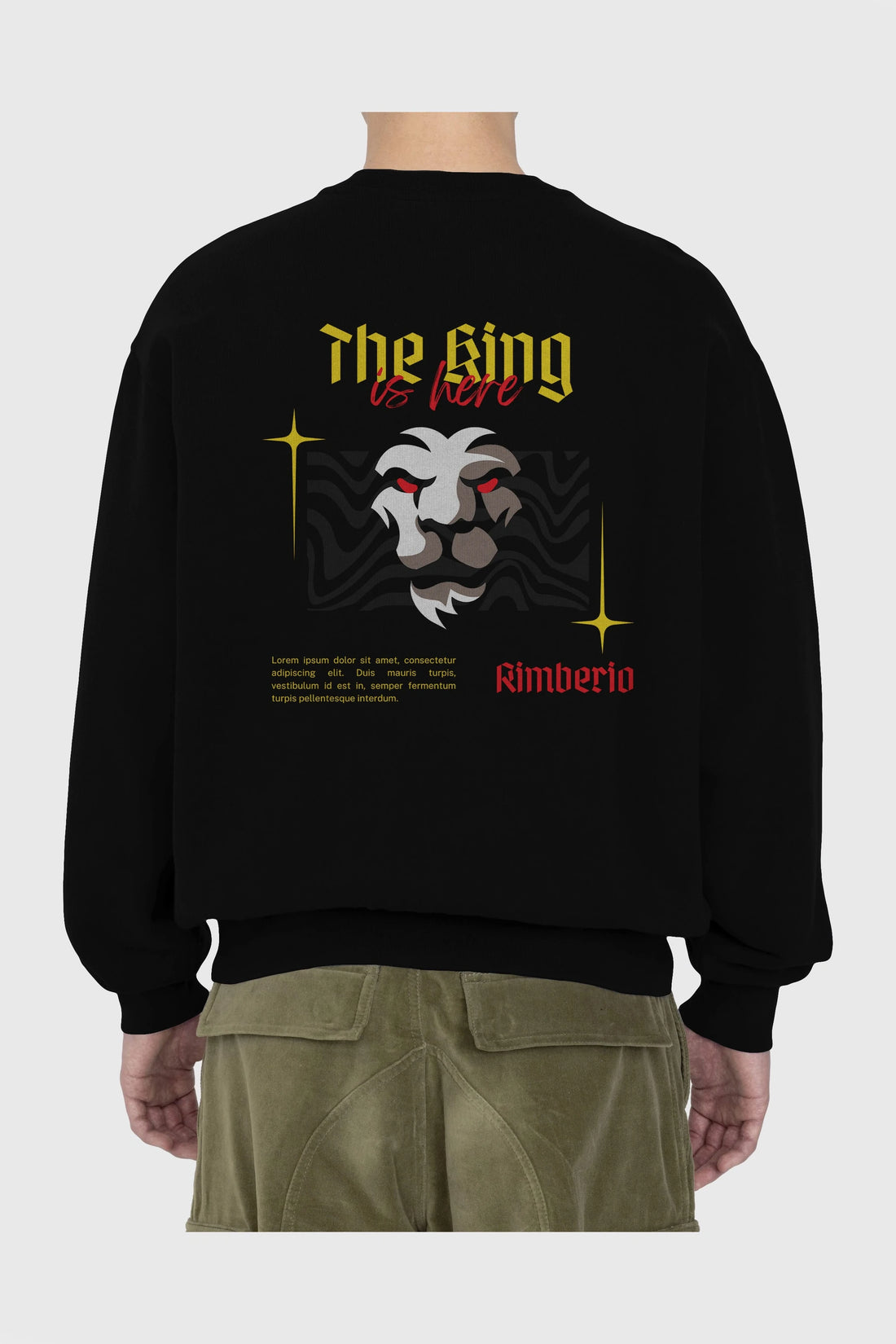 The King is Here Yazılı Arka Baskılı Oversize Sweatshirt Erkek Kadın Unisex