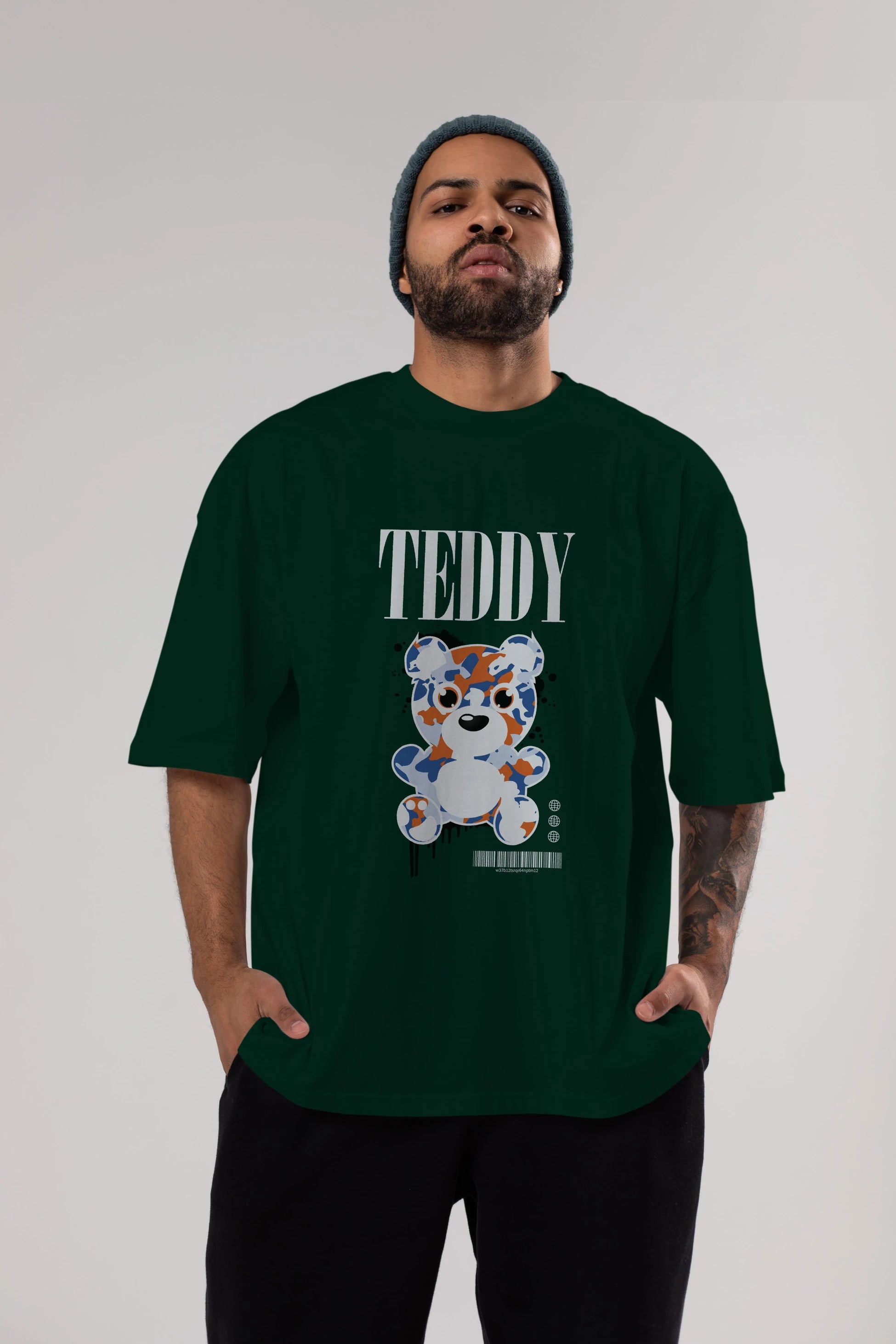 Teddy Bear Streetwear Ön Baskılı Oversize t-shirt Erkek Kadın Unisex