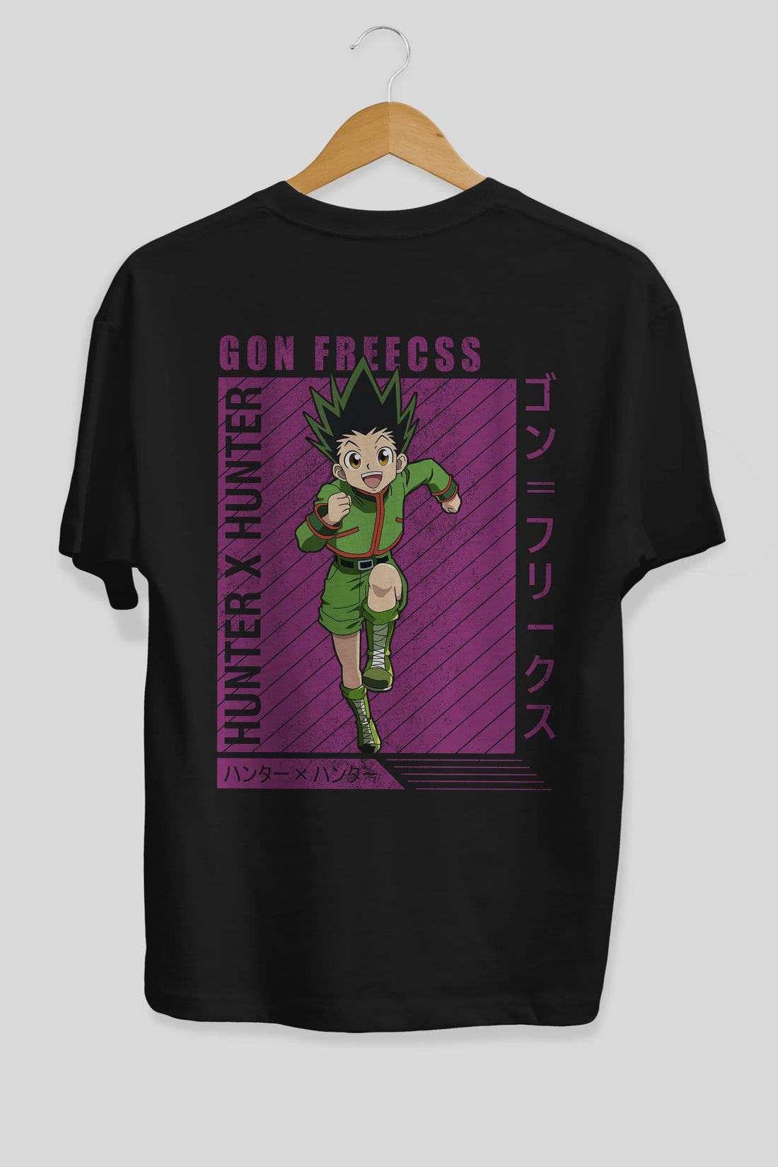 Gon Freecss HUNTER X HUNTER 3 Anime Arka Baskılı Oversize t-shirt Erkek Kadın Unisex