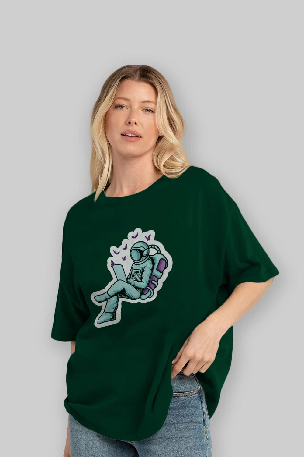 Work with Butterflies in Space Sticker Ön Baskılı Oversize t-shirt Erkek Kadın Unisex
