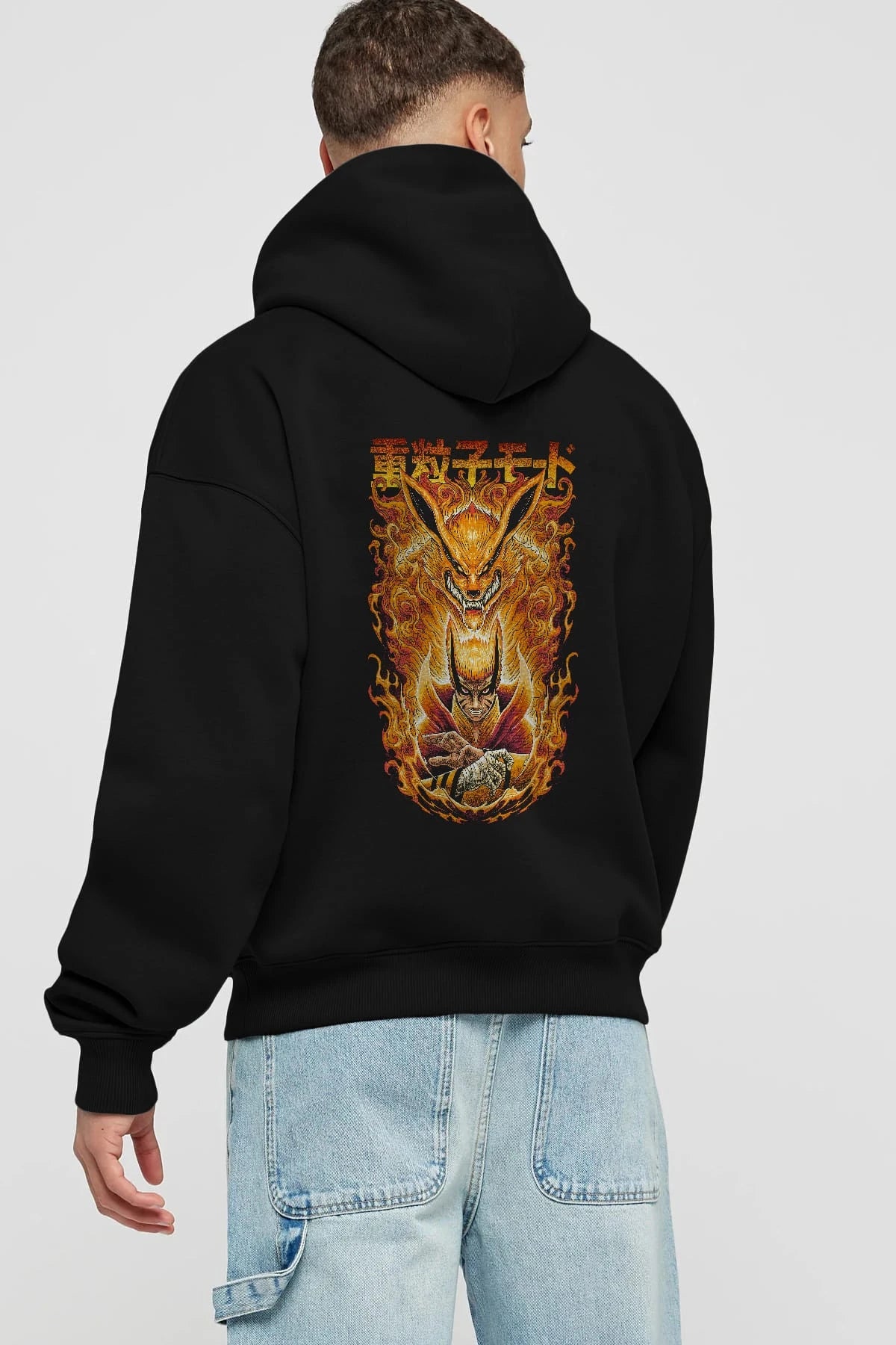 NARUTO KYUUBI 1 Anime Arka Baskılı Hoodie Oversize Kapüşonlu Sweatshirt Erkek Kadın Unisex