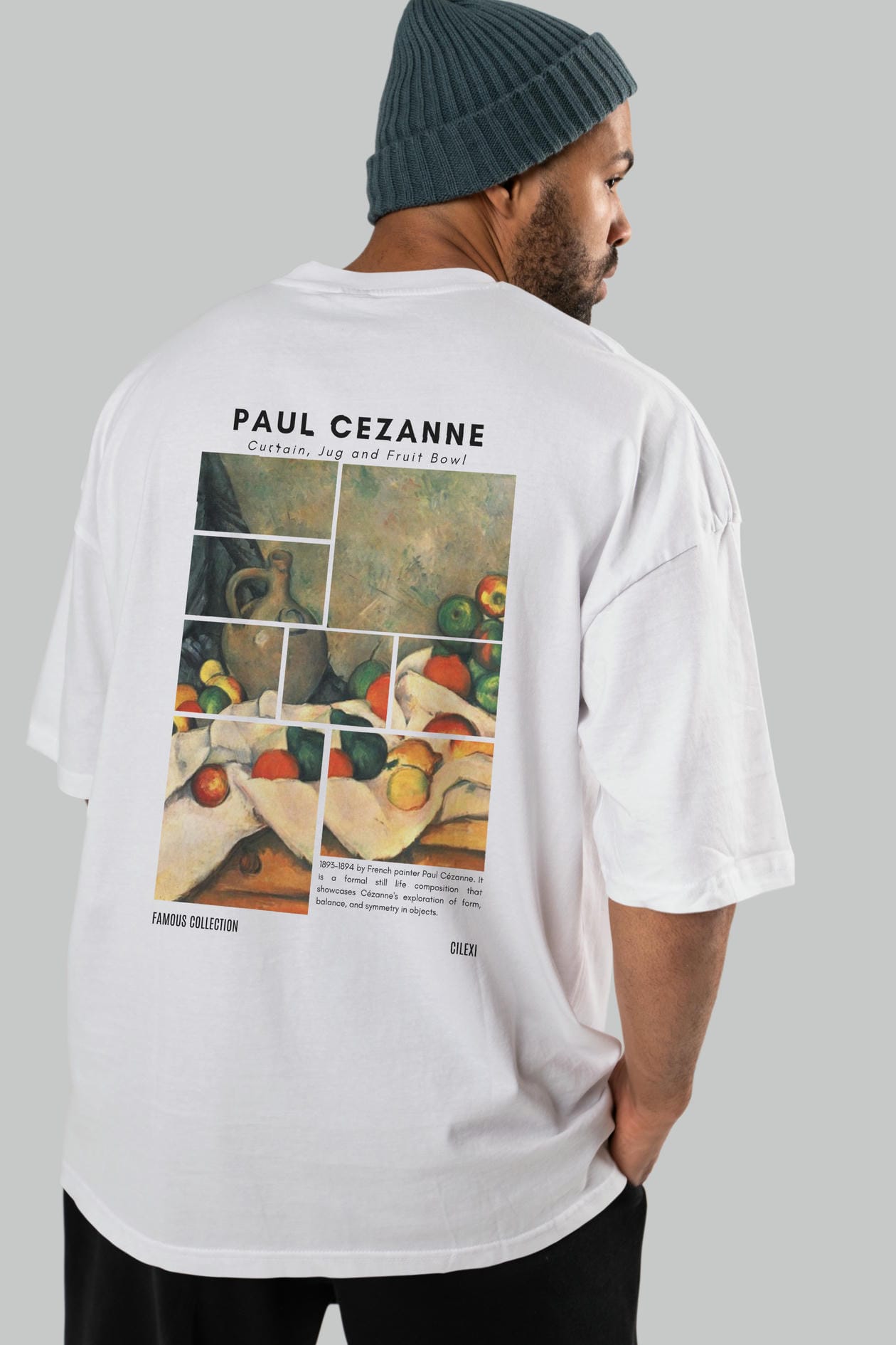 Paul Cezanne Curtain Arka Baskılı Oversize t-shirt Erkek Kadın Bisiklet Yaka Pamuk tişort