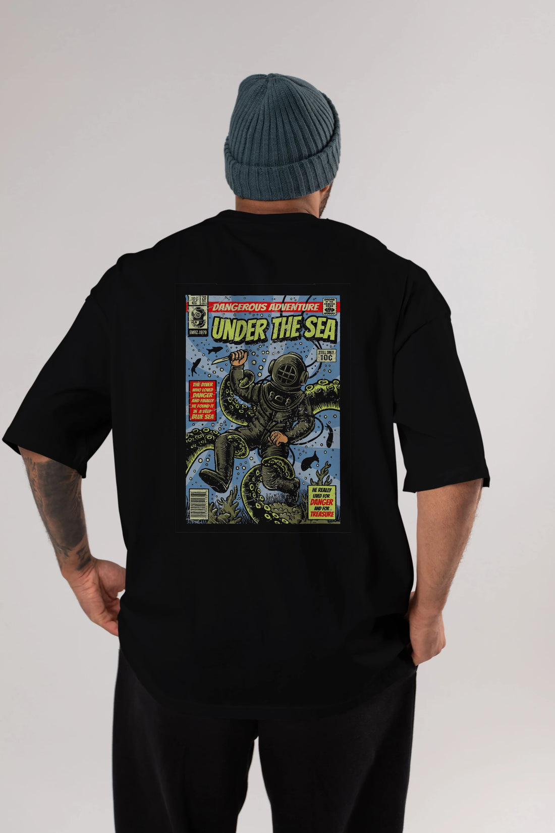 Under The Sea Arka Baskılı Oversize t-shirt Erkek Kadın Unisex %100 Pamuk