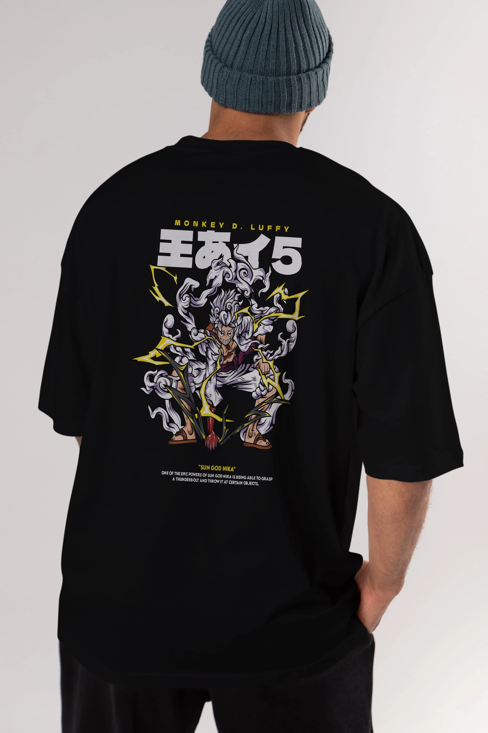 Monkey D. Luffy Anime Arka Baskılı Oversize t-shirt Erkek Kadın Unisex