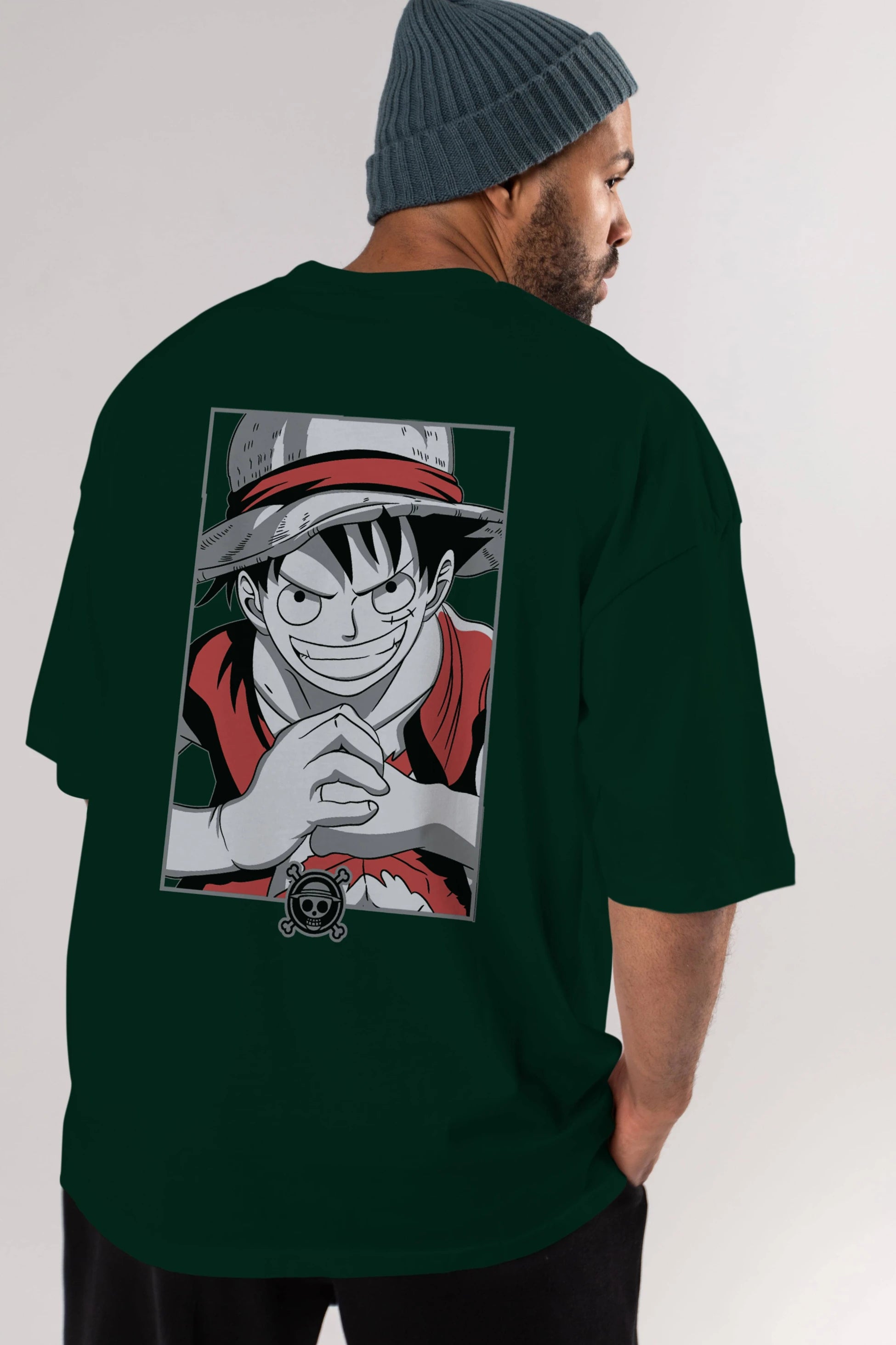 LUFF D. MONKEY OnePiece Anime Arka Baskılı Oversize t-shirt Erkek Kadın Unisex