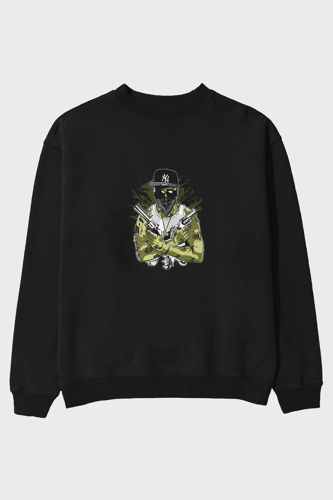 Gangsta Zombie Ön Baskılı Oversize Sweatshirt Erkek Kadın Unisex