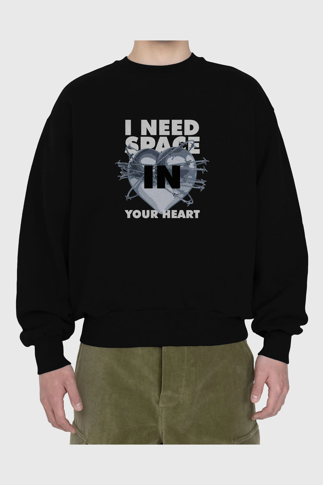 I Need Space Your Heart Ön Baskılı Oversize Sweatshirt Erkek Kadın Unisex