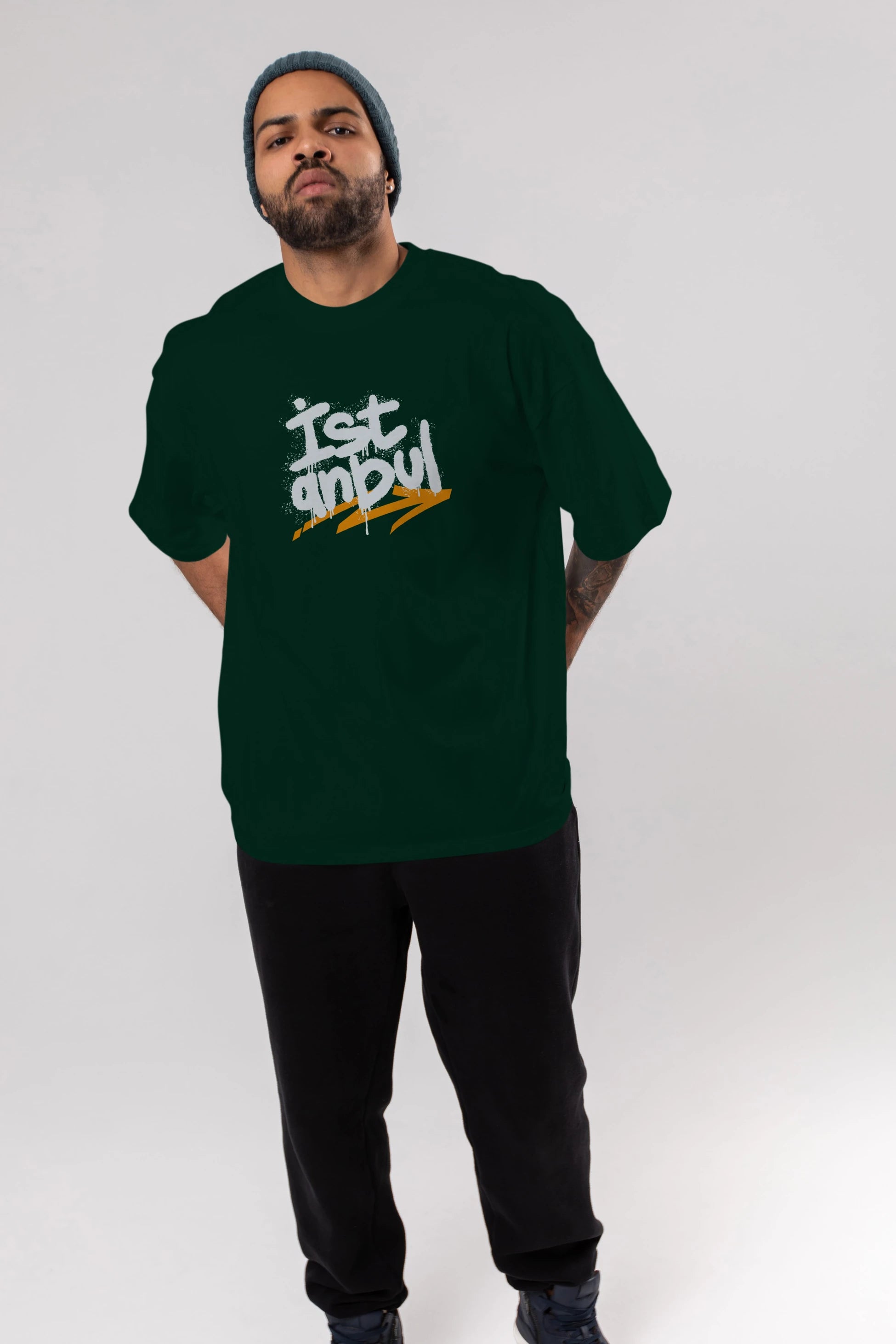 istanbul Yazılı Ön Baskılı Oversize t-shirt Erkek Kadın Unisex