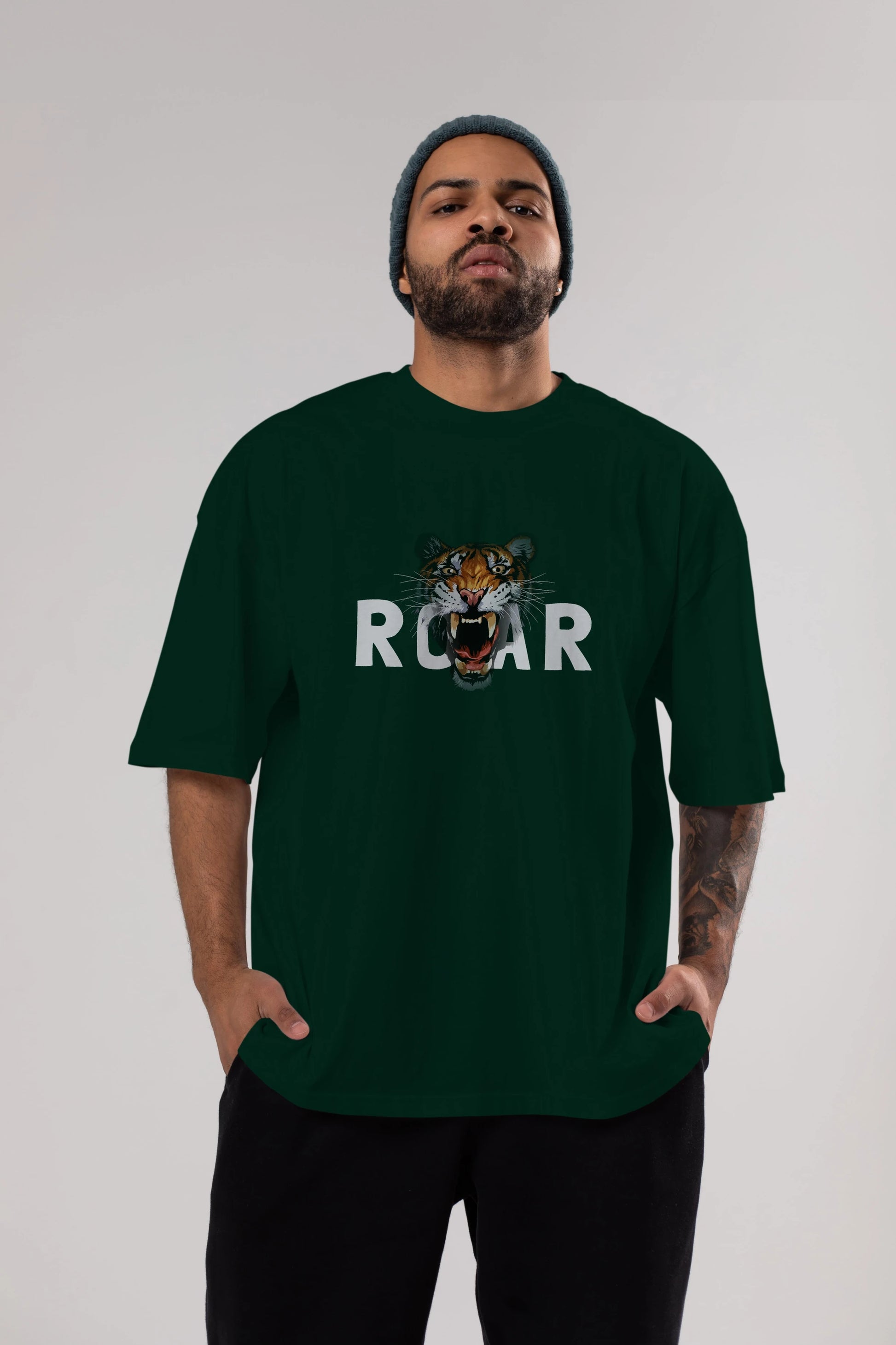Teddy Bear Roar Ön Baskılı Oversize t-shirt Erkek Kadın Unisex %100 Pamuk