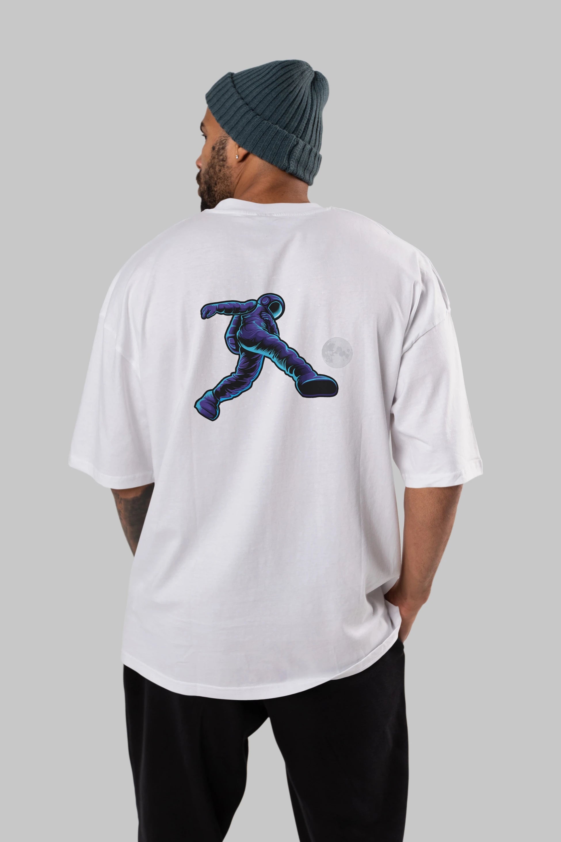 Astroball in Space Arka Baskılı Oversize t-shirt Erkek Kadın Unisex