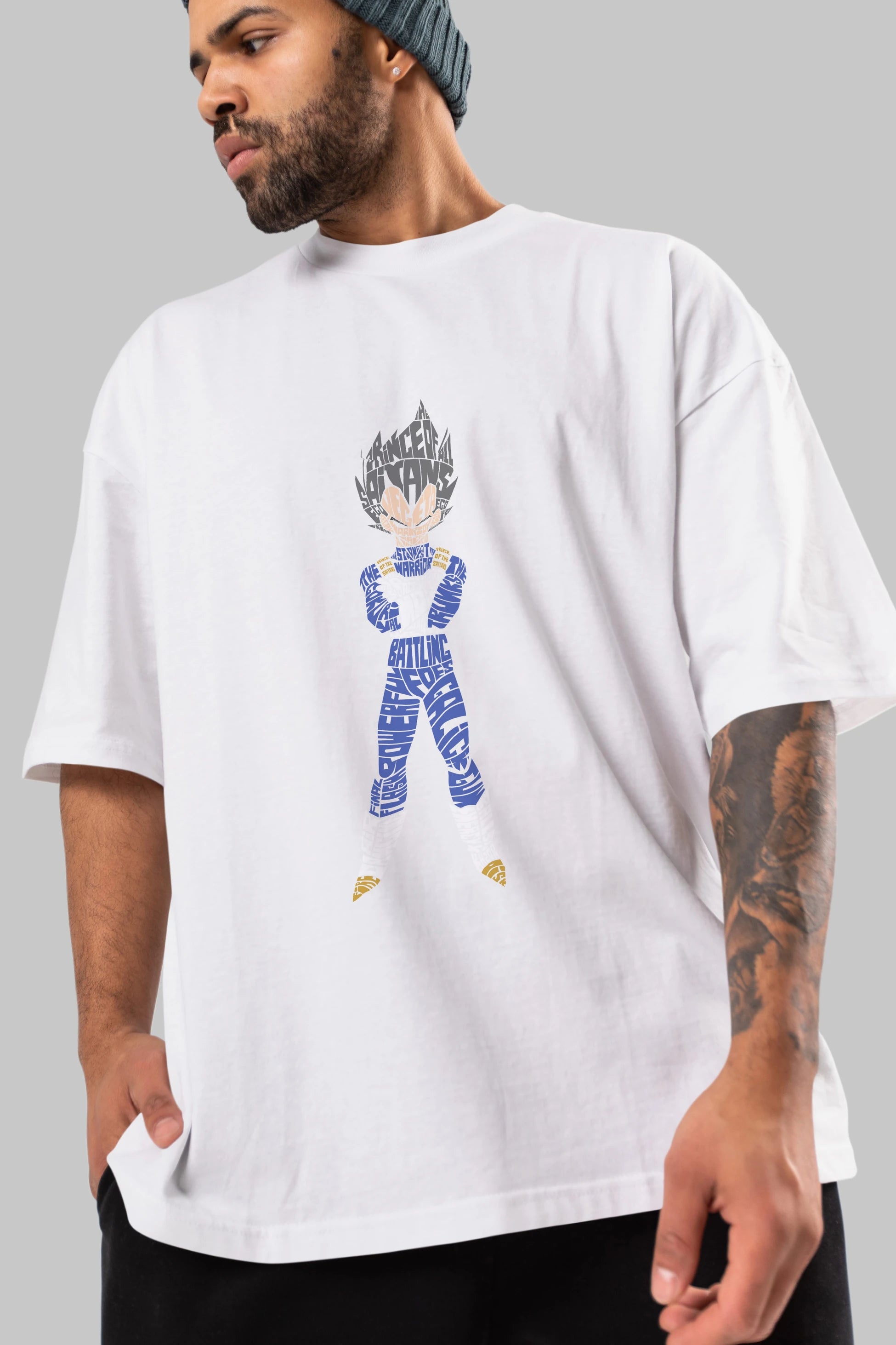 Vegeta Ön Baskılı Oversize t-shirt %100 pamuk Erkek Kadın Unisex