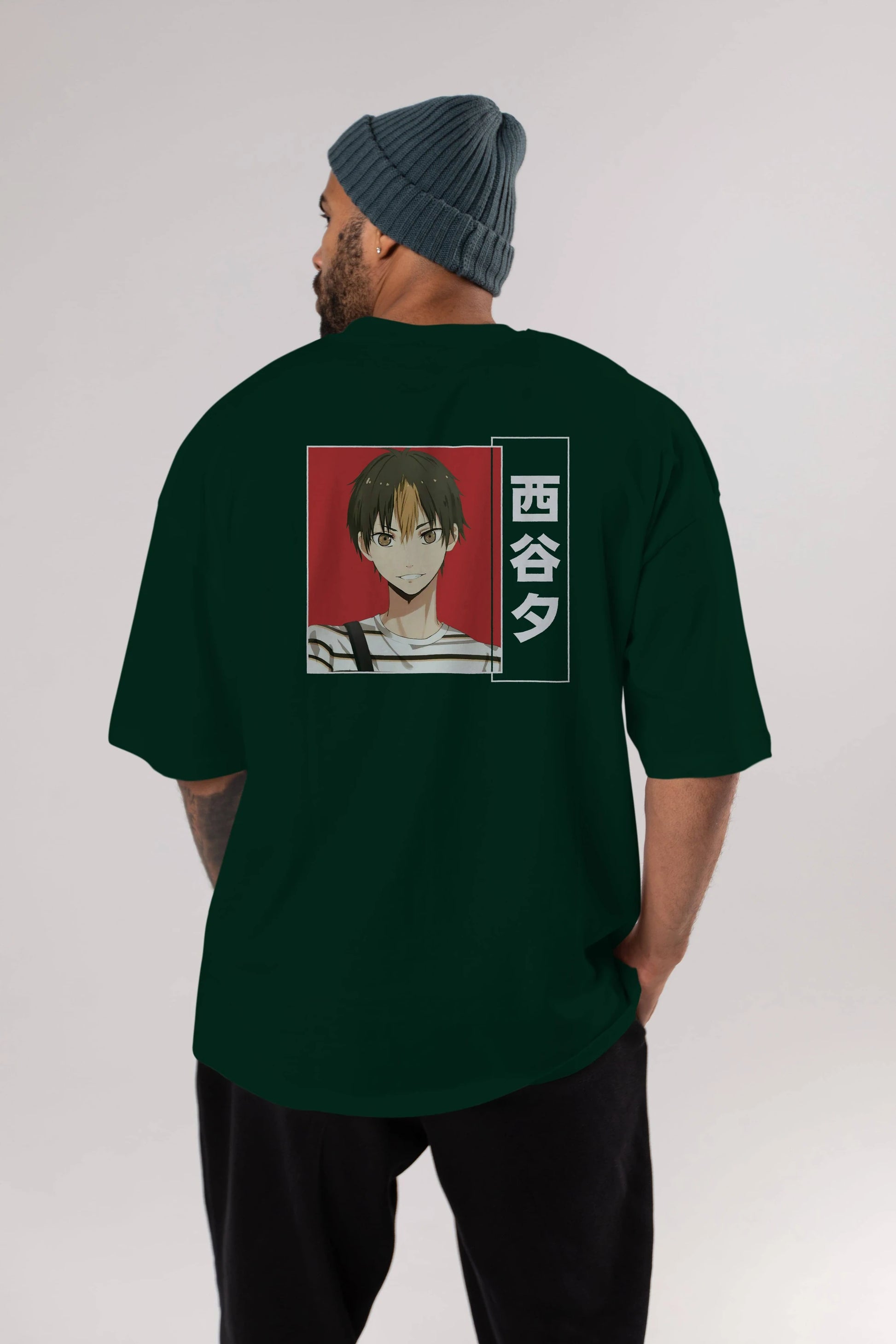 Yuu Nishinoya 1 Anime Arka Baskılı Oversize t-shirt Erkek Kadın Unisex