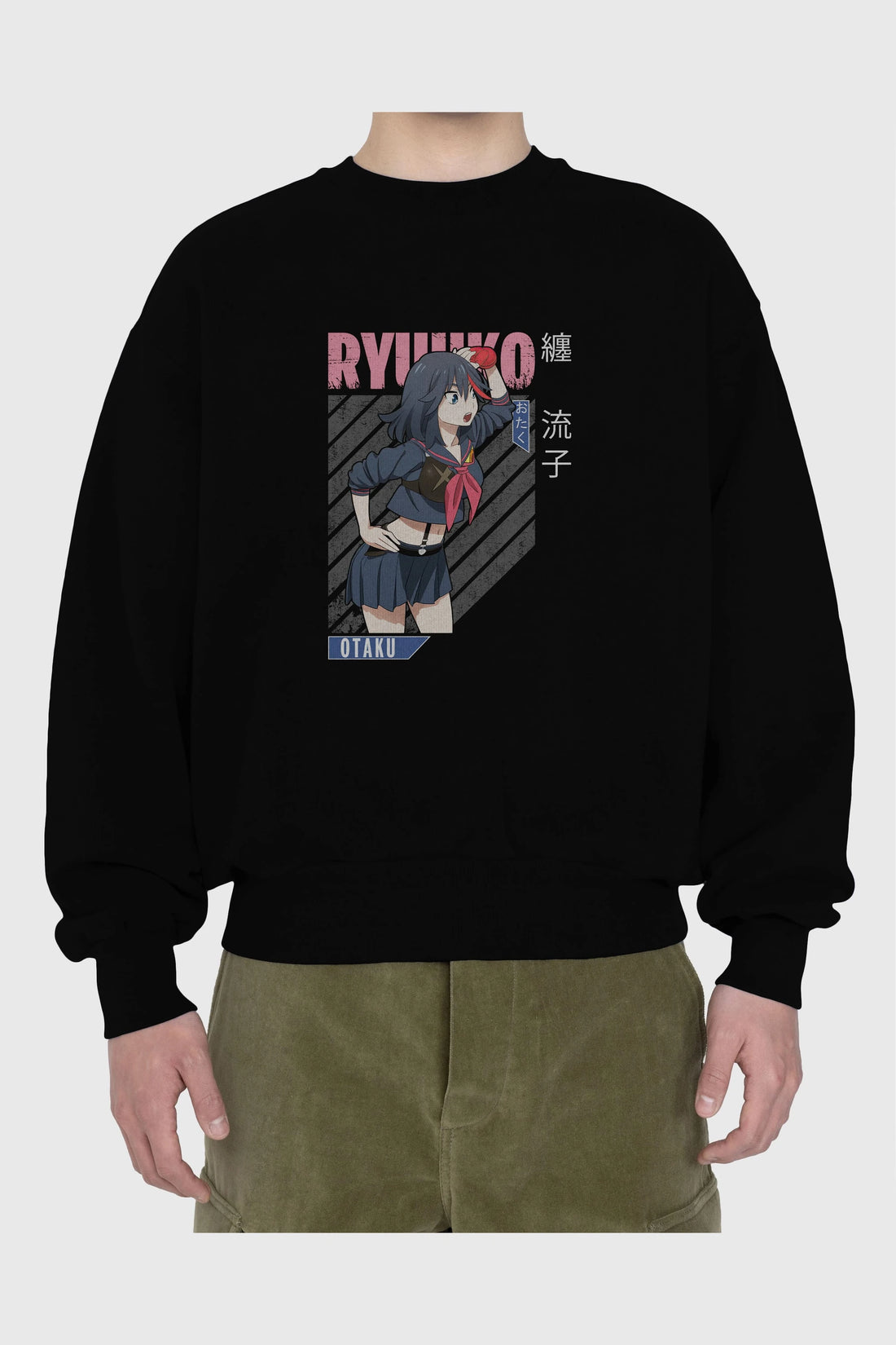 Ryuuko Matoi 6 Anime Ön Baskılı Oversize Sweatshirt Erkek Kadın Unisex