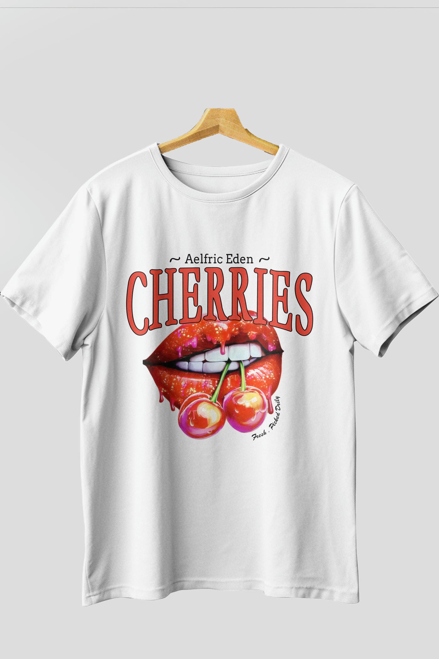 Cherry Cherries 3 Ön Baskılı Oversize t-shirt Erkek Kadın Pamuk Bisiklet Yaka tişort
