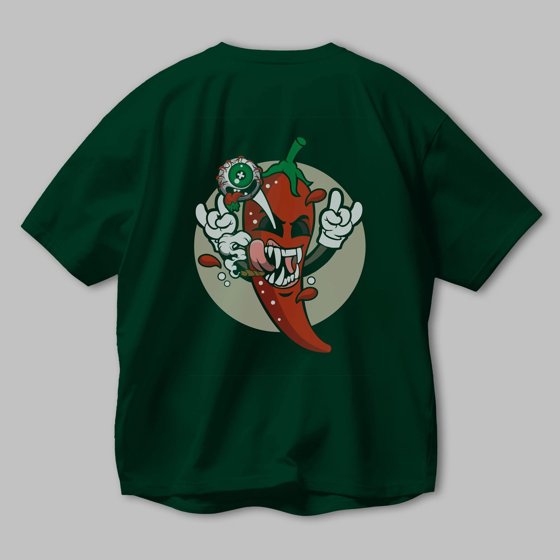 Chili Monster Arka Baskılı Oversize t-shirt Erkek Kadın Unisex %100 Pamuk tişort