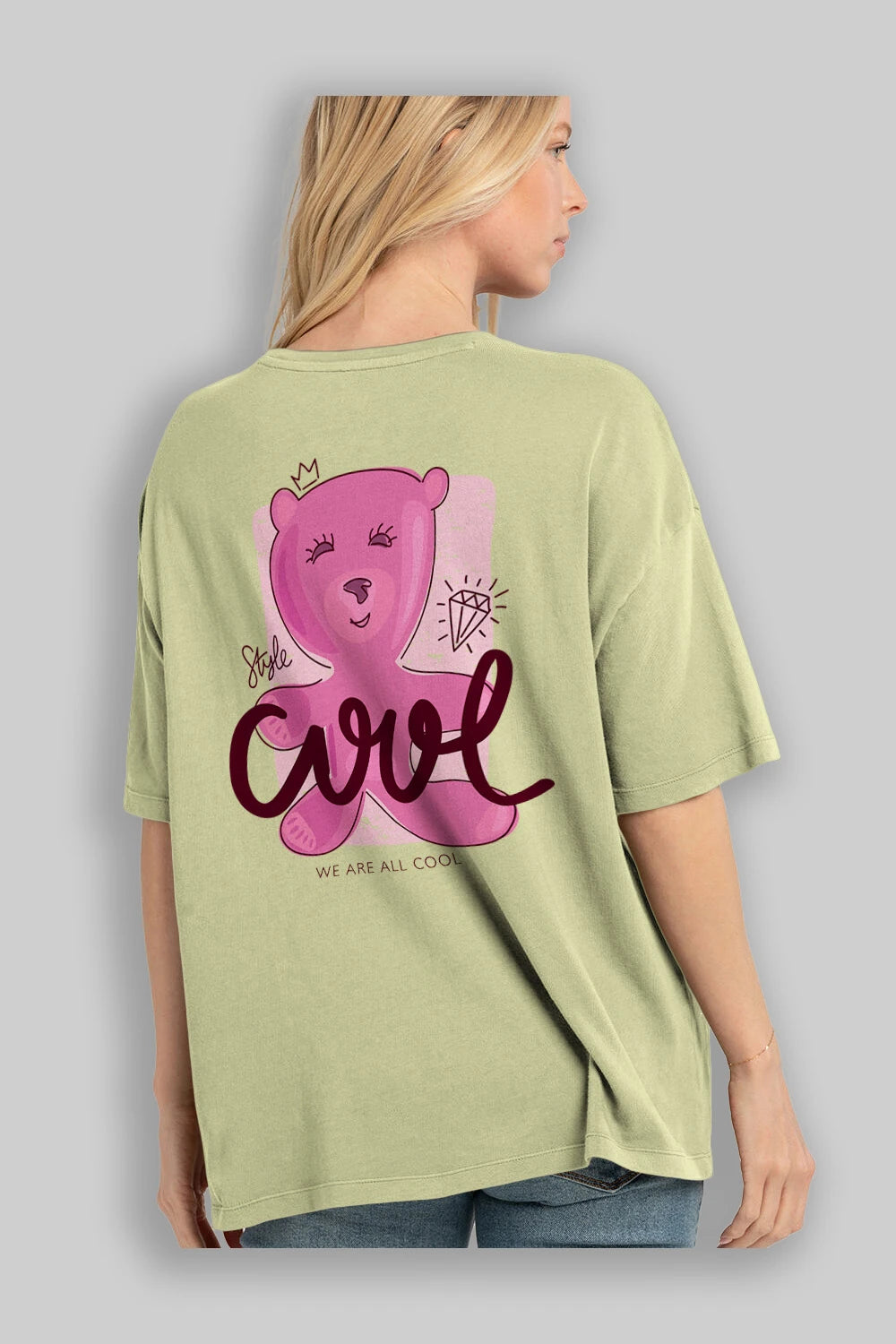 Cool Style Bear Arka Baskılı Oversize t-shirt Erkek Kadın Unisex